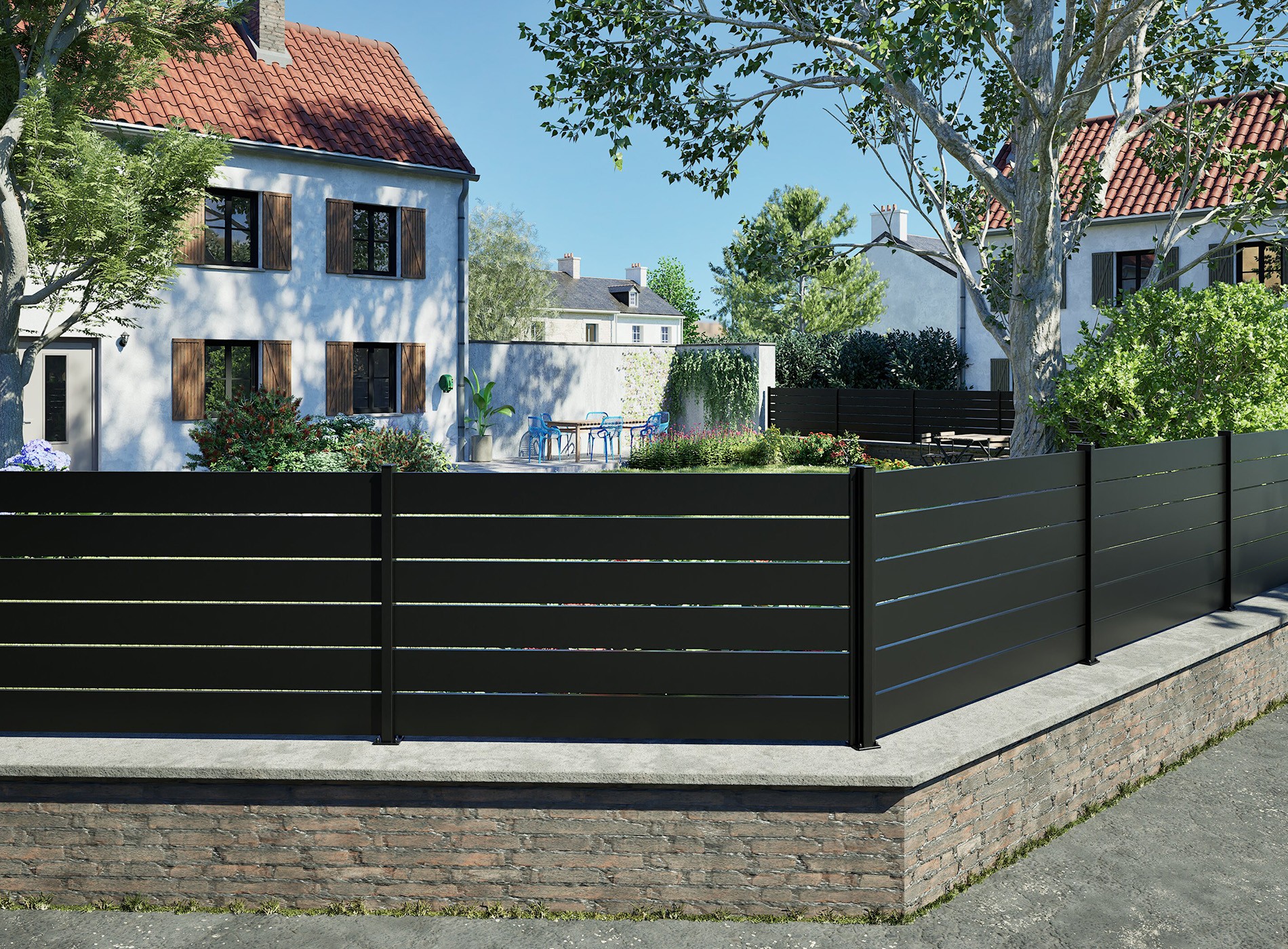 Clôture Trez, lame ajourée 90 mm, Noir 9005