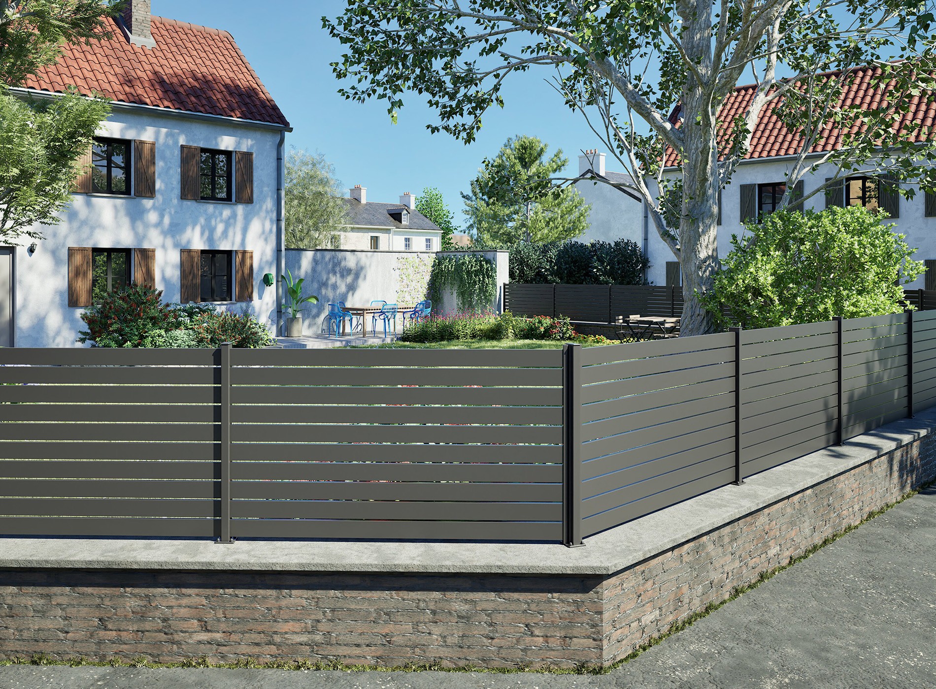 Clôture lames ajourées 90 mm TREZ Gris Sablé 2900