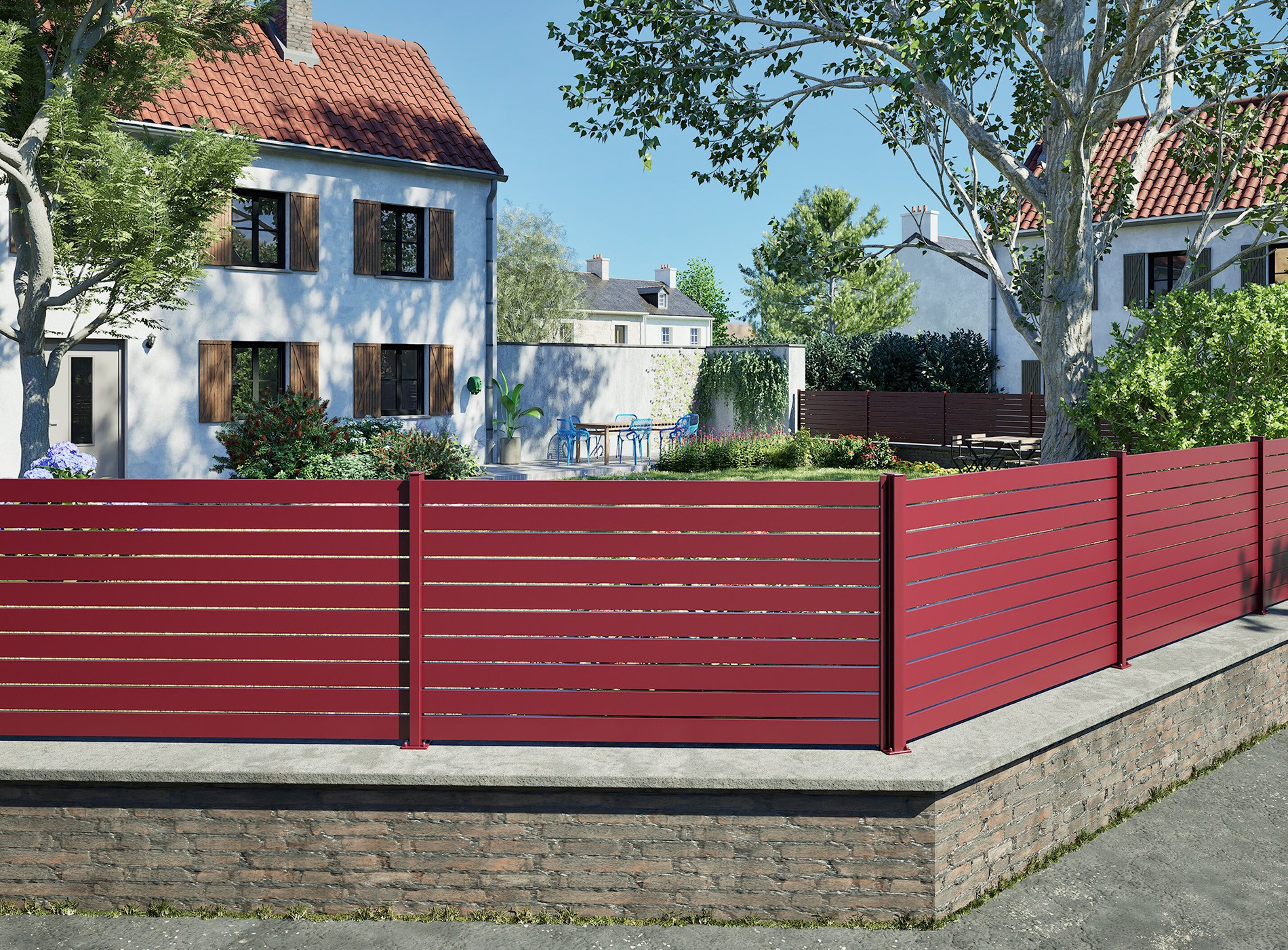 Clôture lames ajourées 90 mm TREZ Rouge 3004C