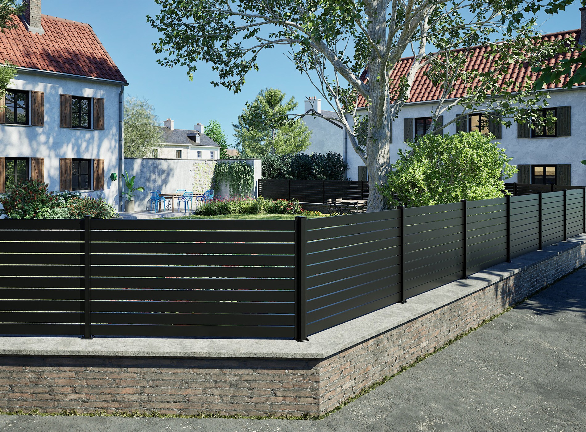 Clôture lames ajourées 90 mm TREZ Noir 9005C