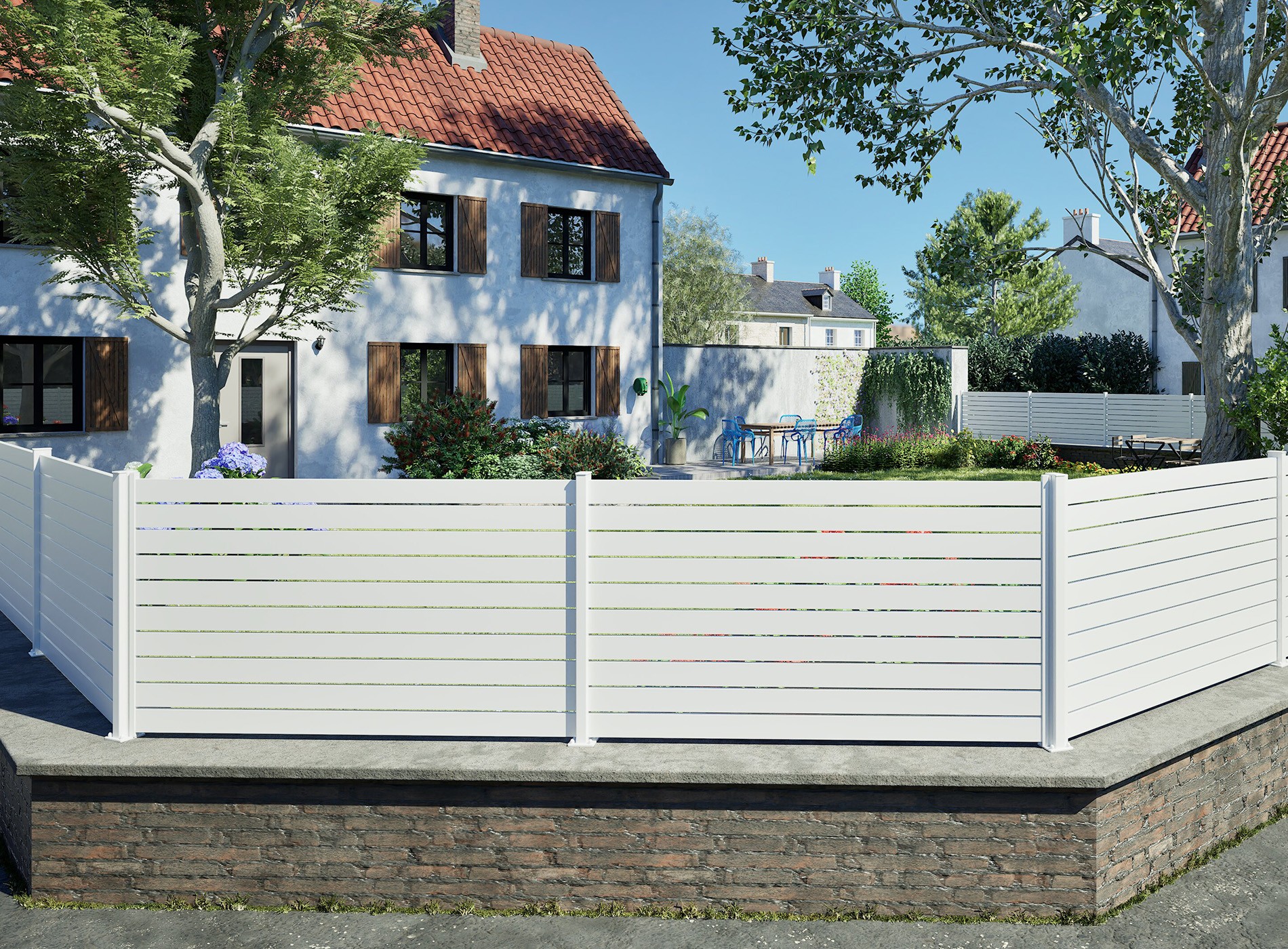 Clôture lames ajourées 90 mm TREZ Blanc 9016C