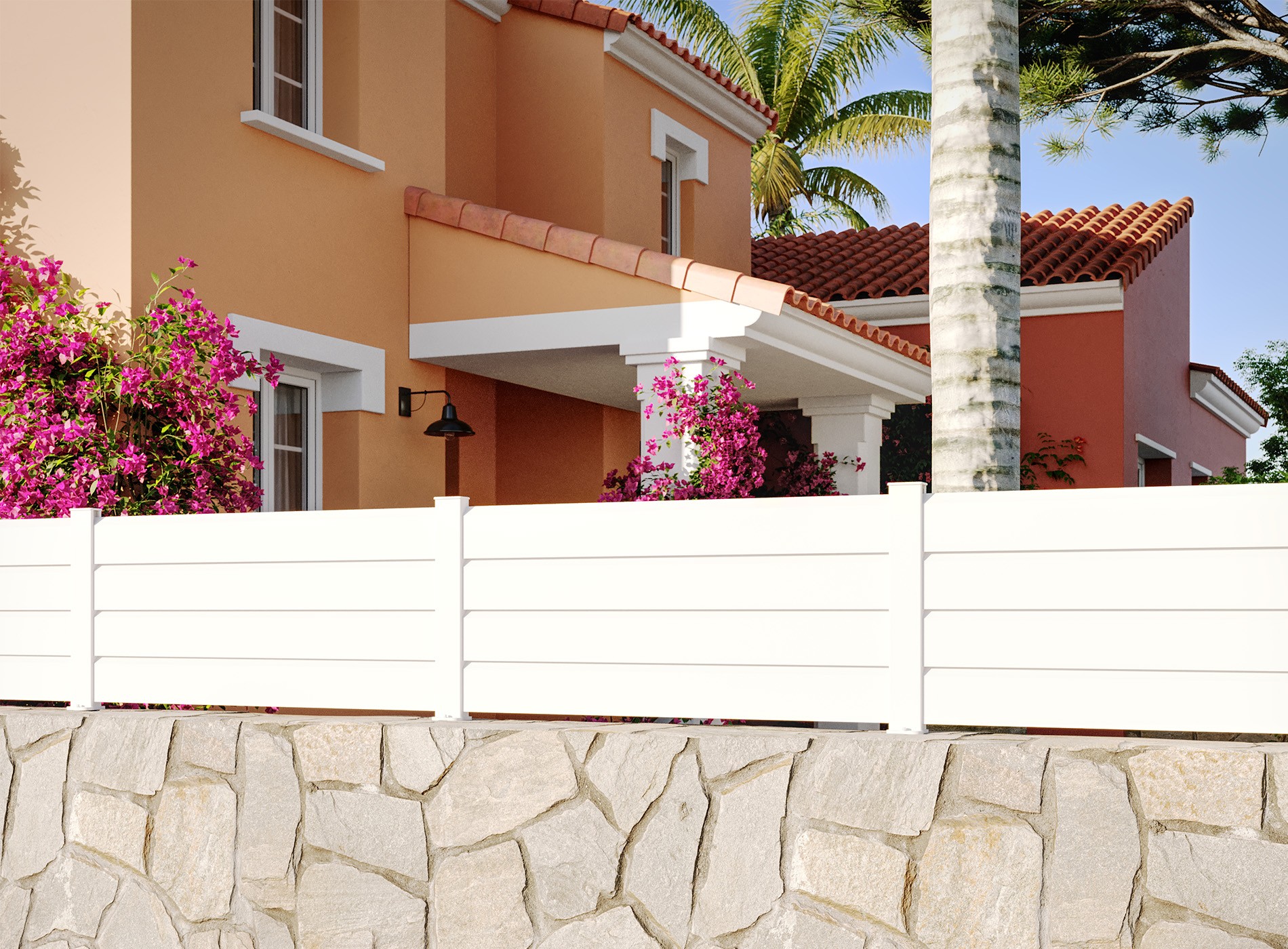 Clôture en aluminium Zef, lame persienne 130 mm, Blanc 9016