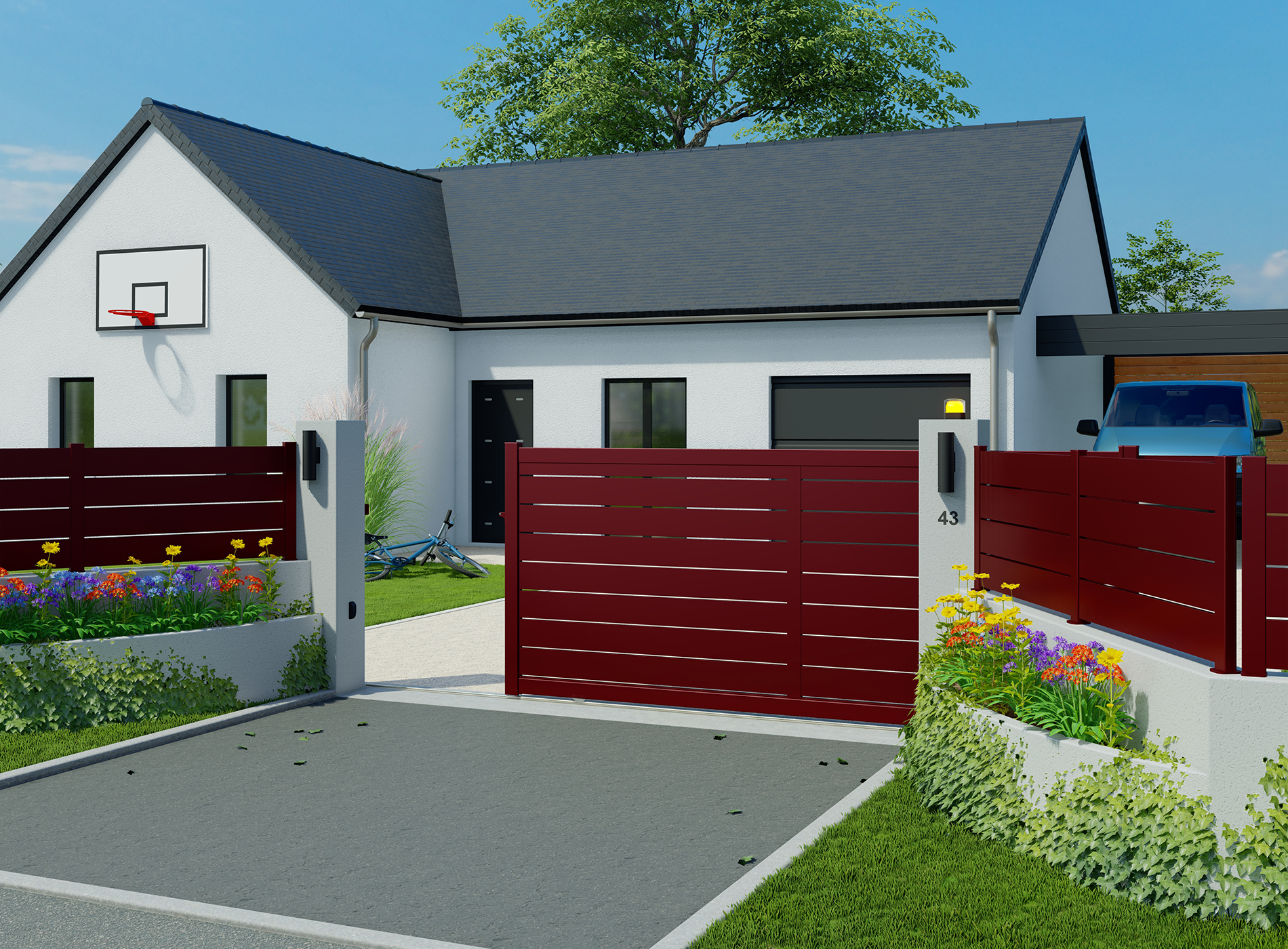 Portail coulissant BONO, Rouge 3004