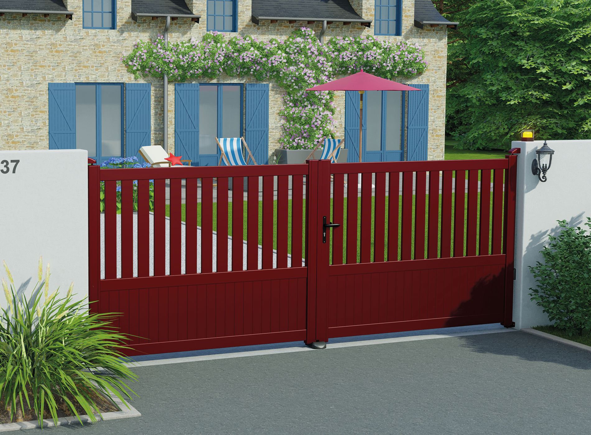 Portail battant PENMARCH, Rouge 3004