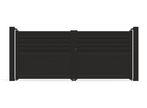 Portail aluminium battant CARNAC 3560 x 1483 mm - Noir 9005
