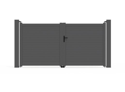 Portail aluminium battant CONCARNEAU 3060 x 1530 mm - Noir Sable 2100