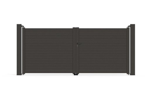 Portail aluminium battant CONCARNEAU 3560 x 1530 - Noir 9005