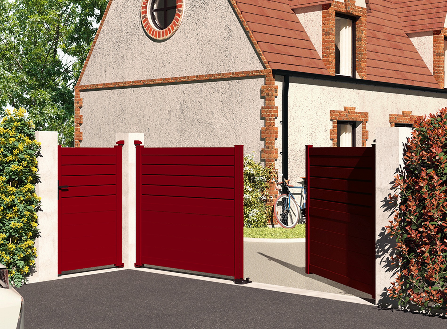 Klos up portail battant Carnac - semi plein 3004 Rouge