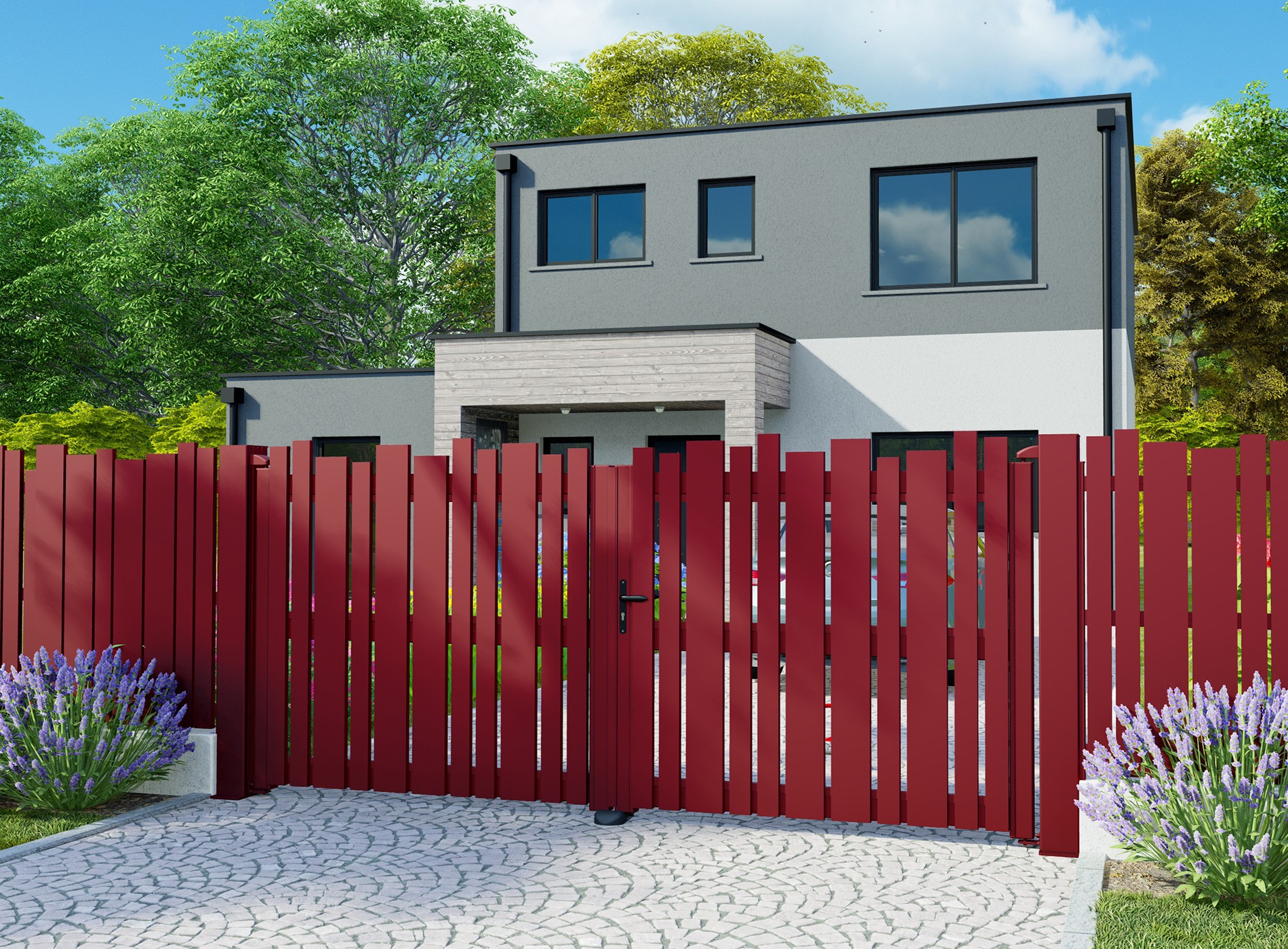 Klos Up Portail aluminium battant LIVIO - 3004 Rouge