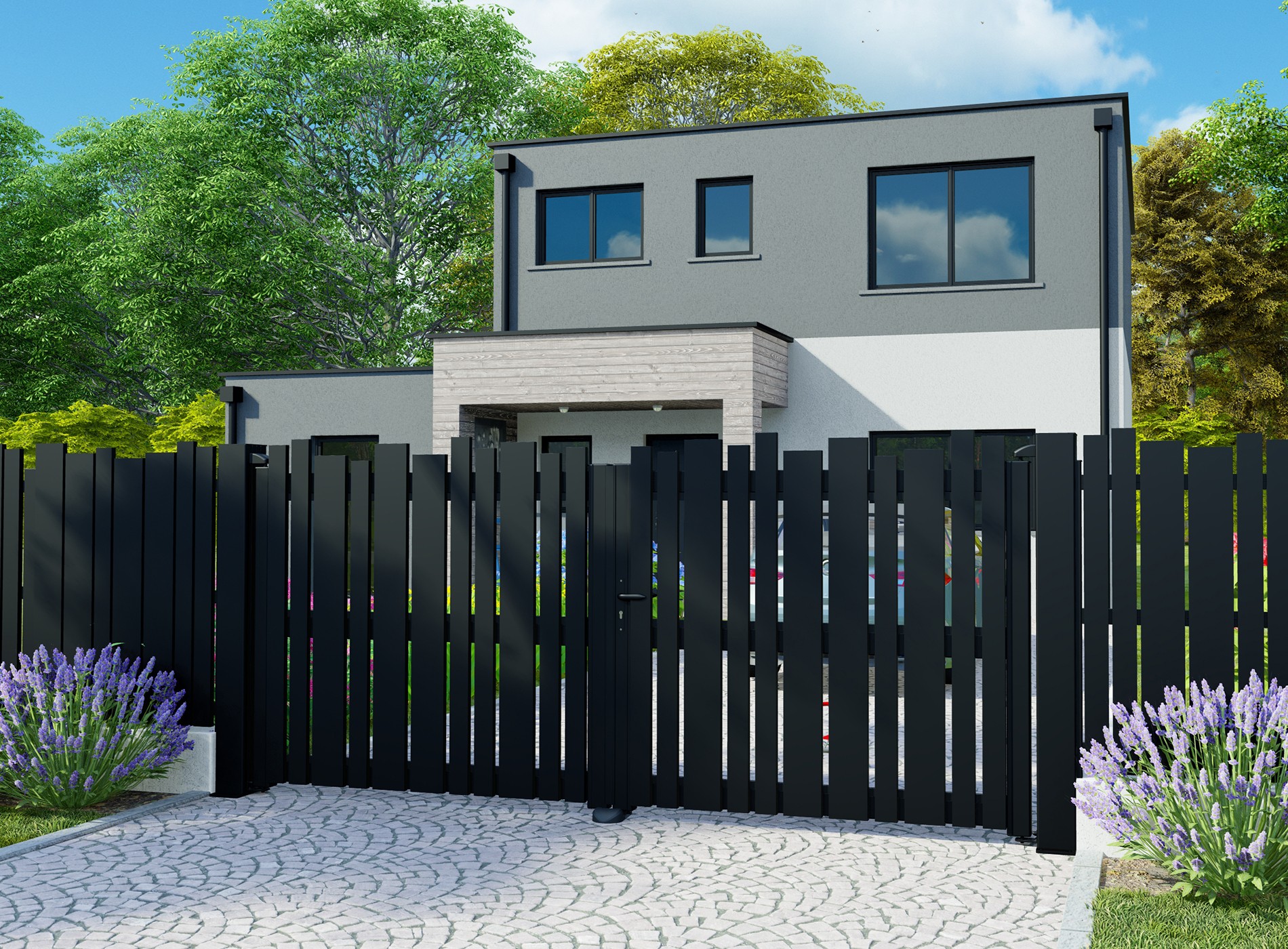 Klos Up Portail aluminium battant LIVIO - 9005 Noir