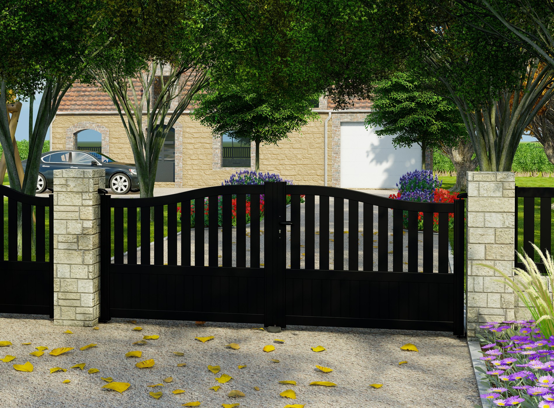 Klos Up Portail aluminium battant MOELLAN - 9005 Noir