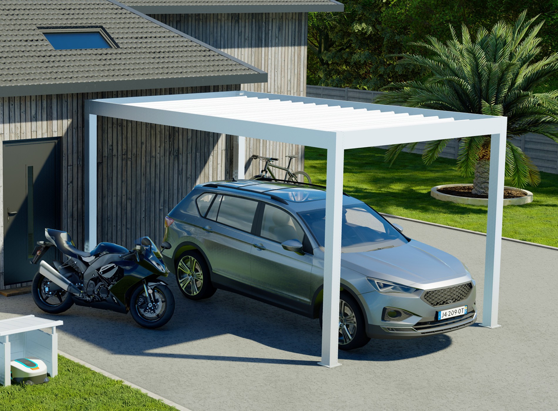 Carport Klos Up Blanc 9016