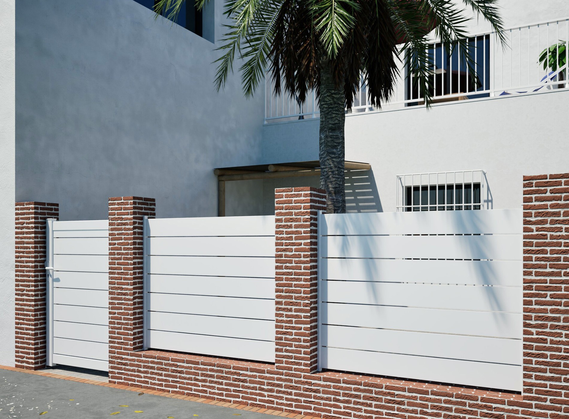 Clôture en aluminium BONO, Blanc 9016