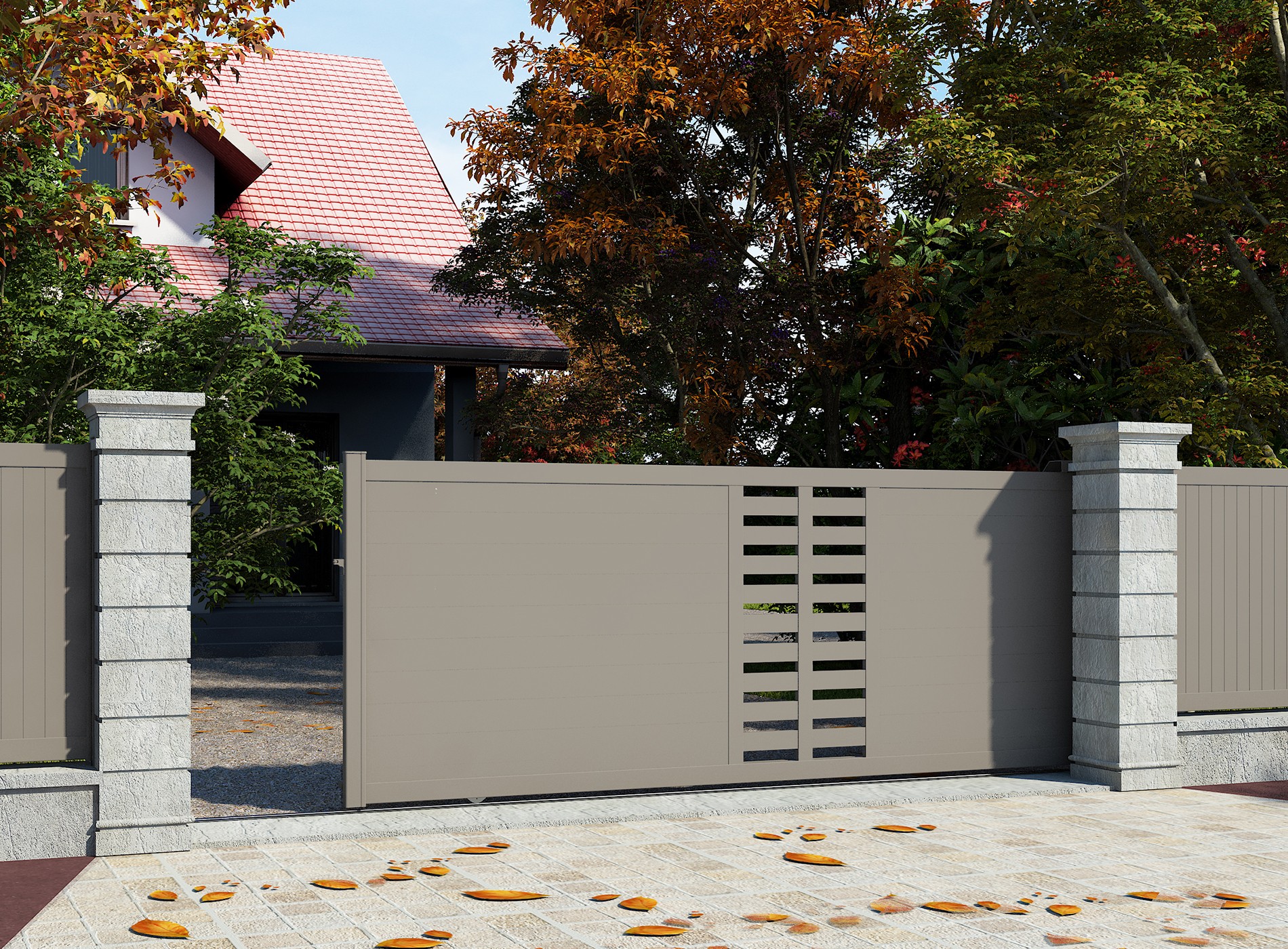 Klos Up Portail coulissant aluminium GARLAN Gris Quartz 7039