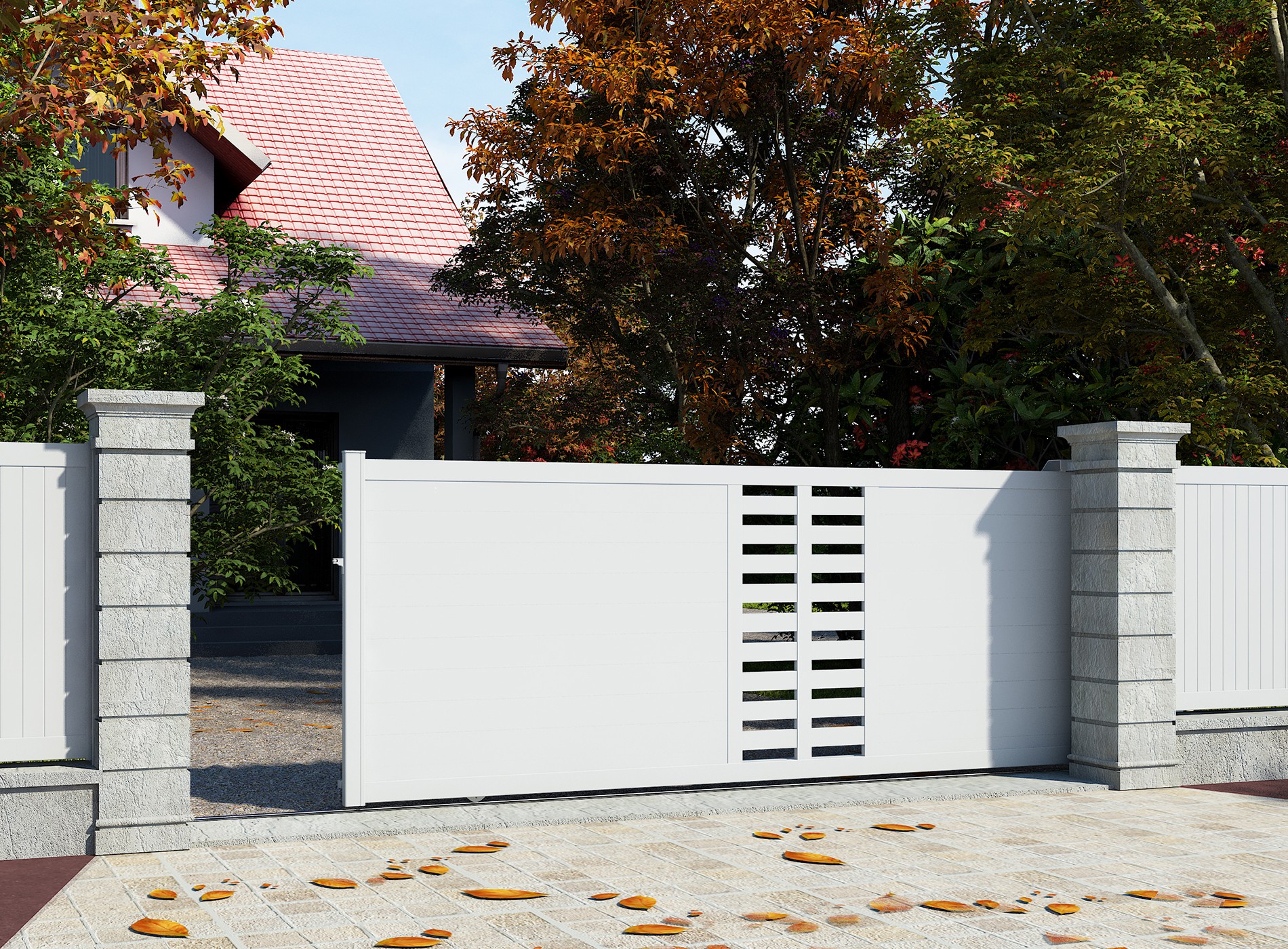 Klos Up Portail coulissant aluminium GARLAN Blanc 9016