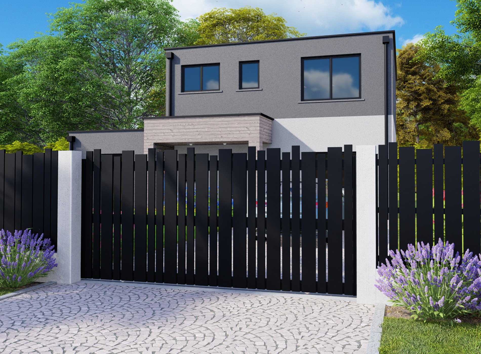 Klos Up Portail aluminium coulissant LIVIO - 9005 Noir