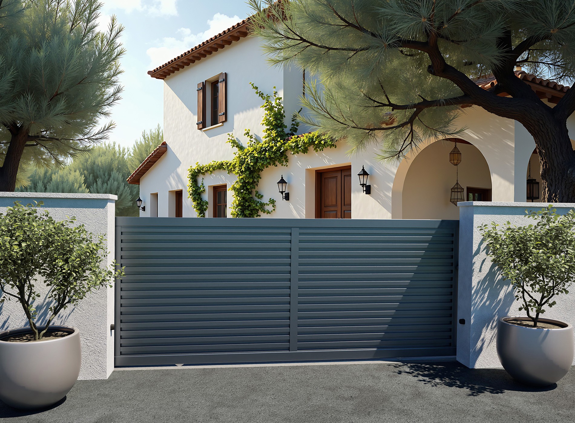 Portail coulissant TASSO en Gris Zinc 7016