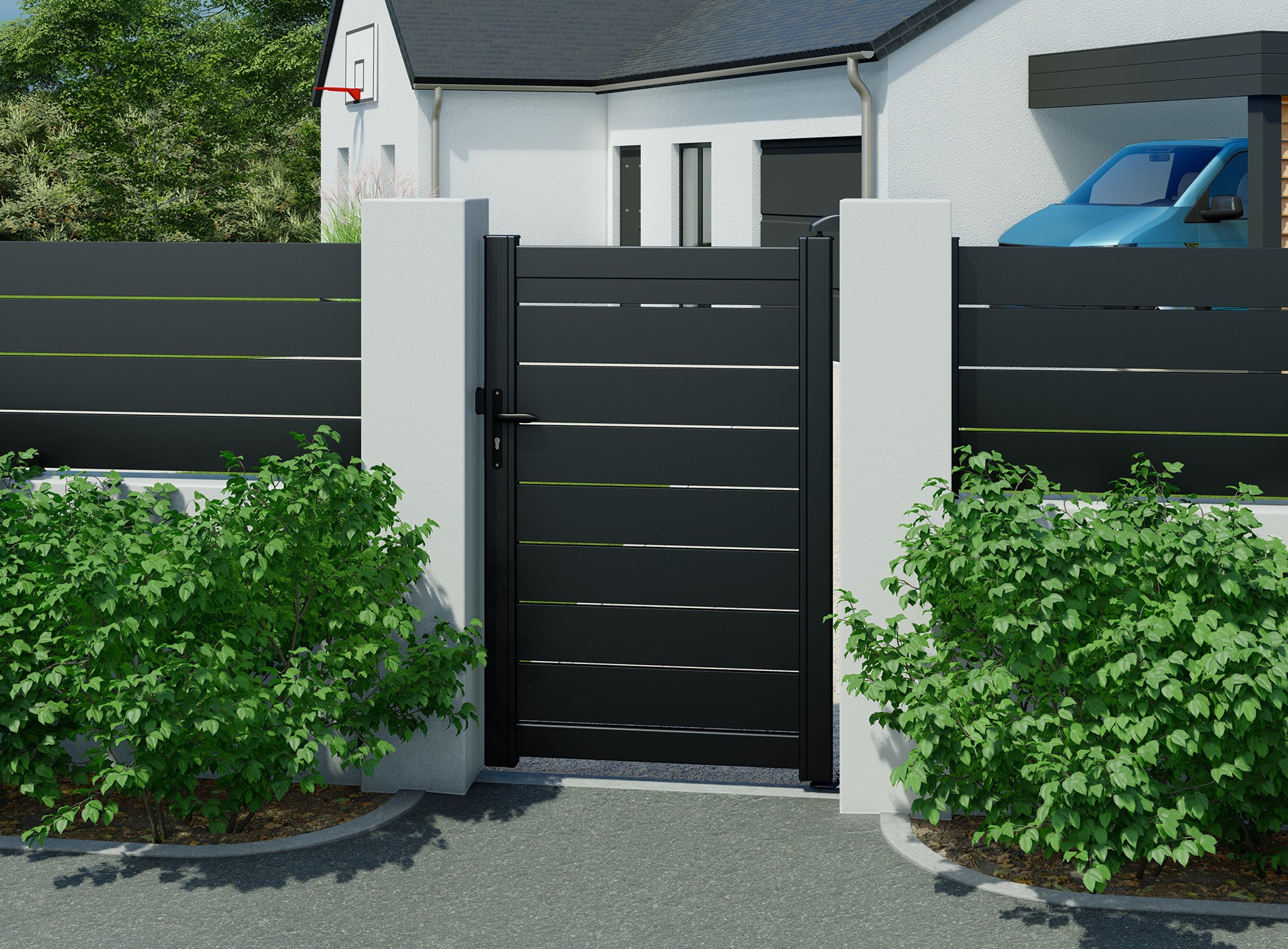 Portillon en aluminium BONO, noir sablé 2100