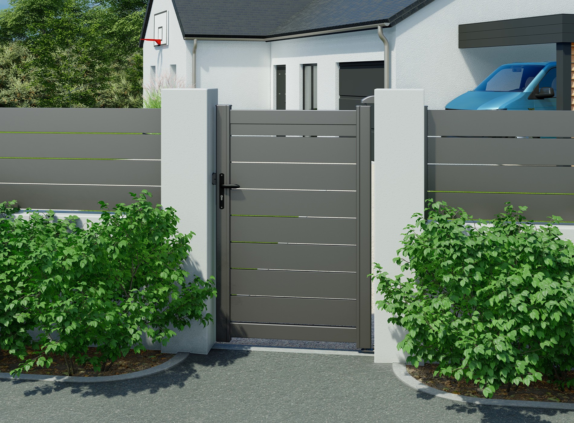 Portillon en aluminium BONO, gris sablé 2900