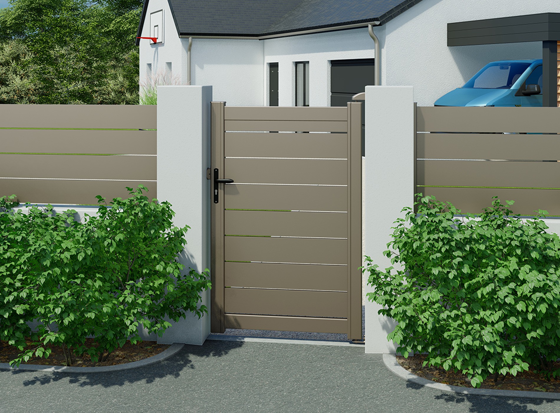 Portillon en aluminium BONO, gris quartz 7039