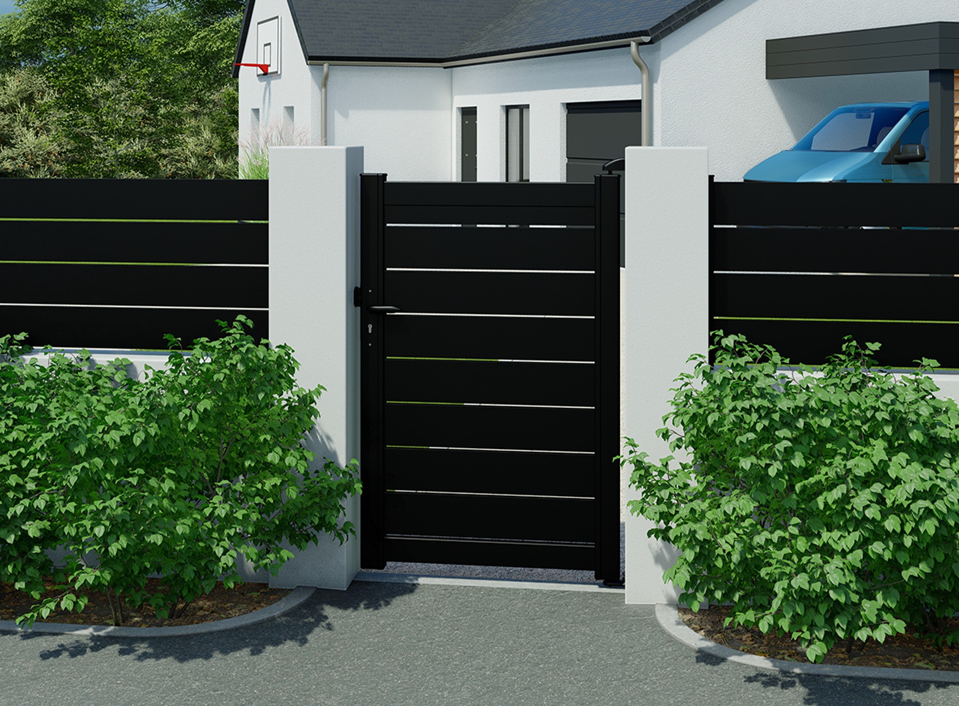 Portillon en aluminium BONO, noir 9005