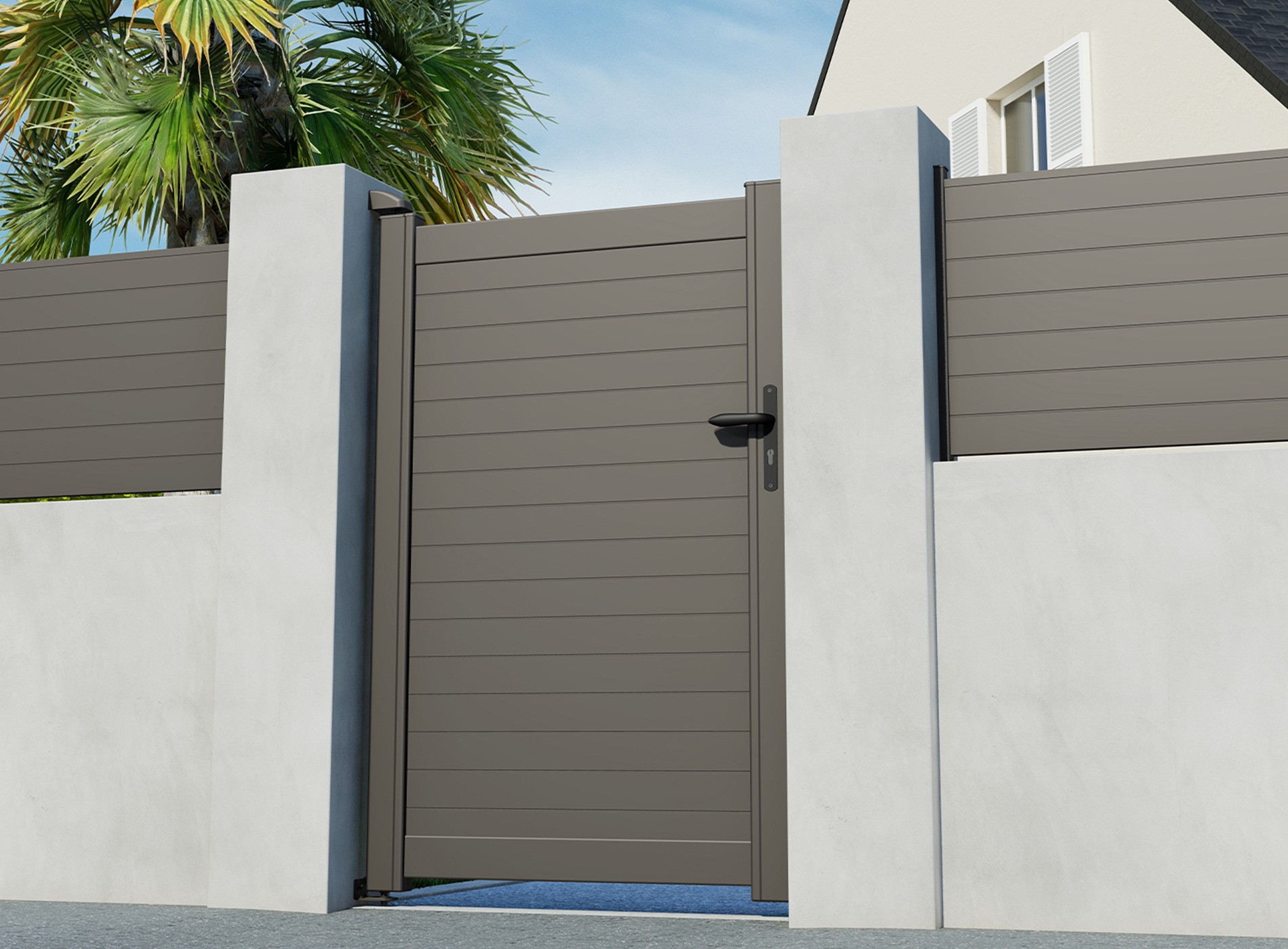 Portillon en aluminium CONCERNEAU, gris quartz 7039