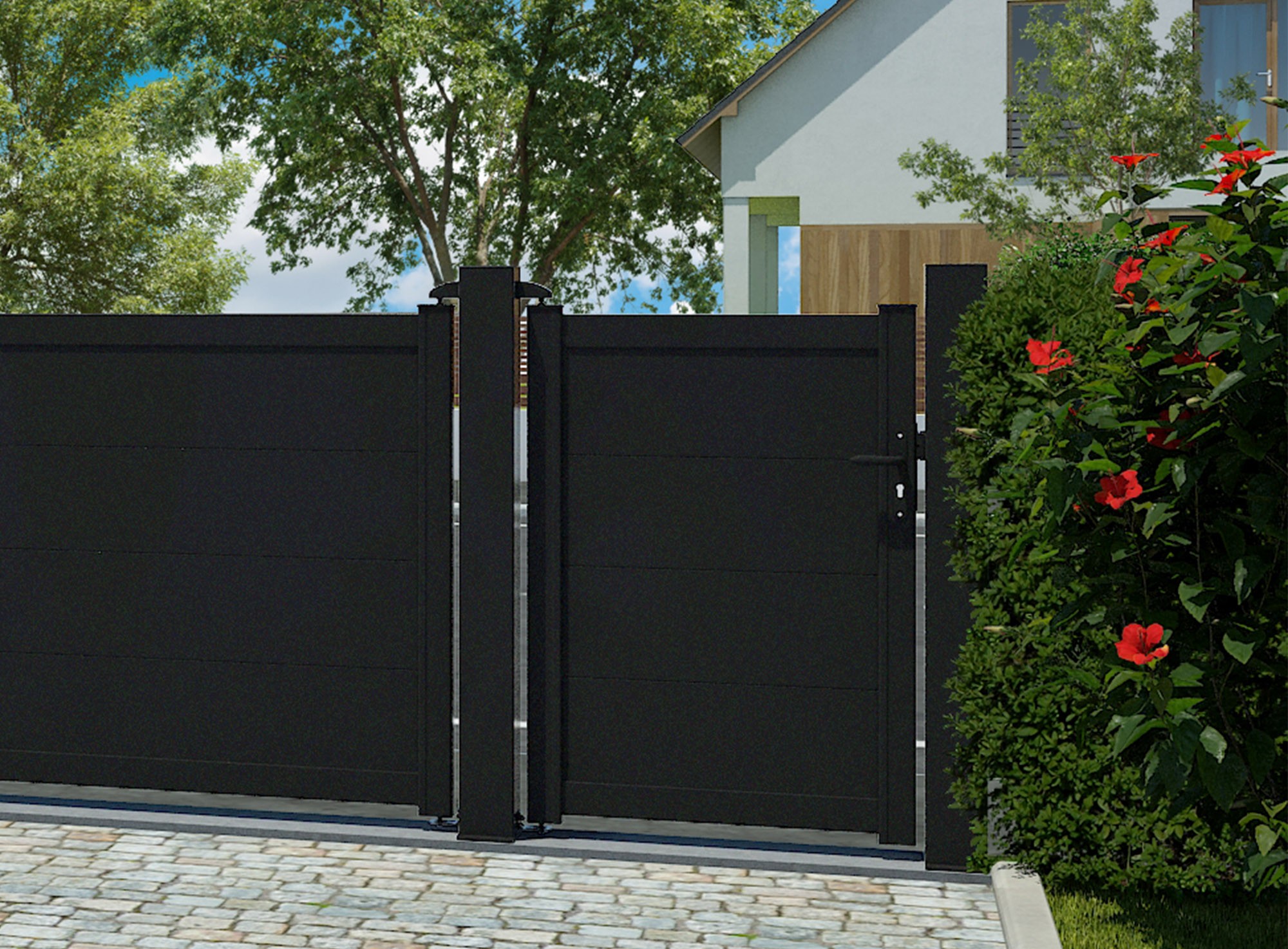 Klos Up Portillon aluminium  lames pleines 300 HEZO - Noir Sablé 2100