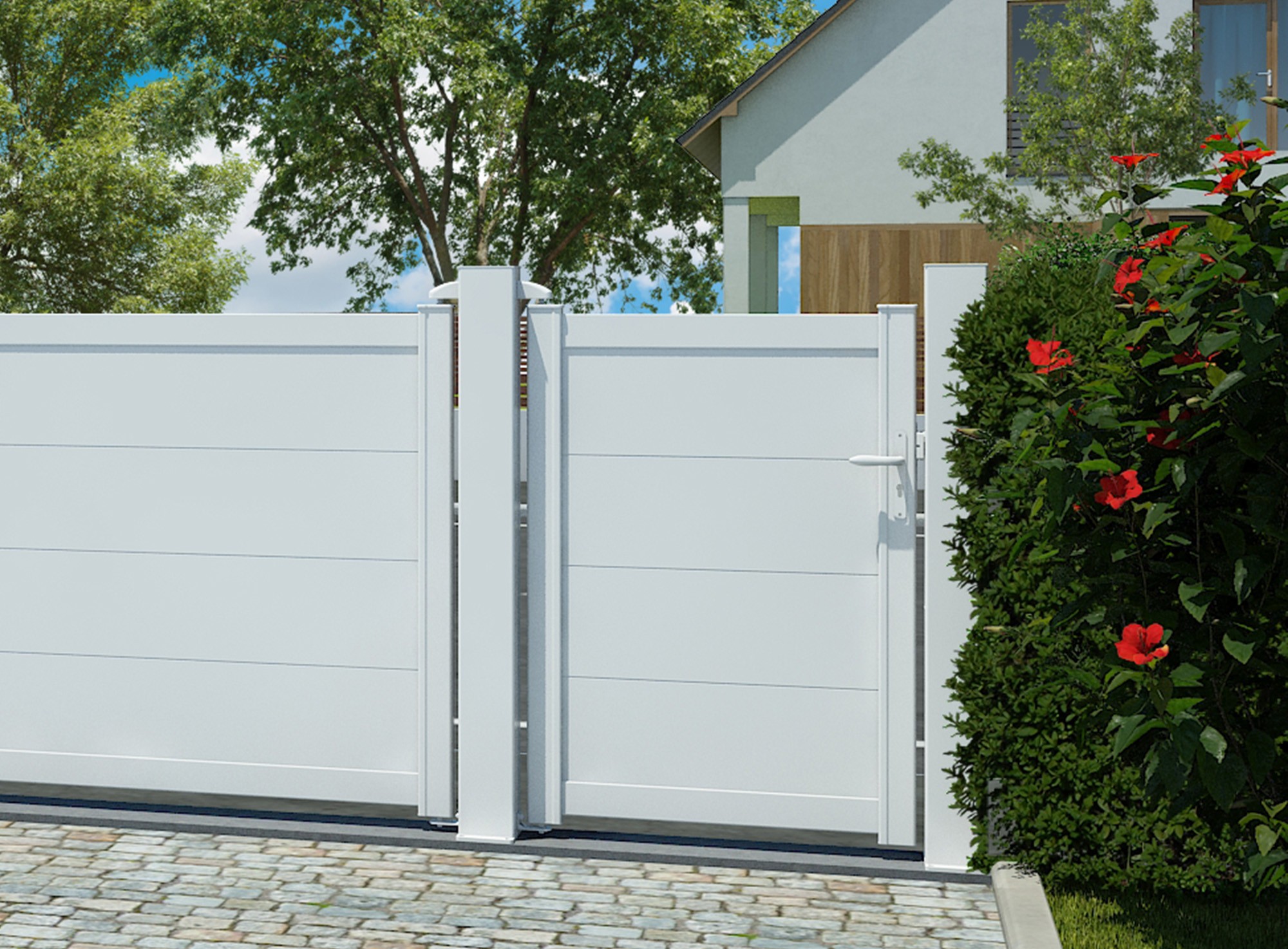 Klos Up Portillon aluminium  lames pleines 300 HEZO - Blanc 9016