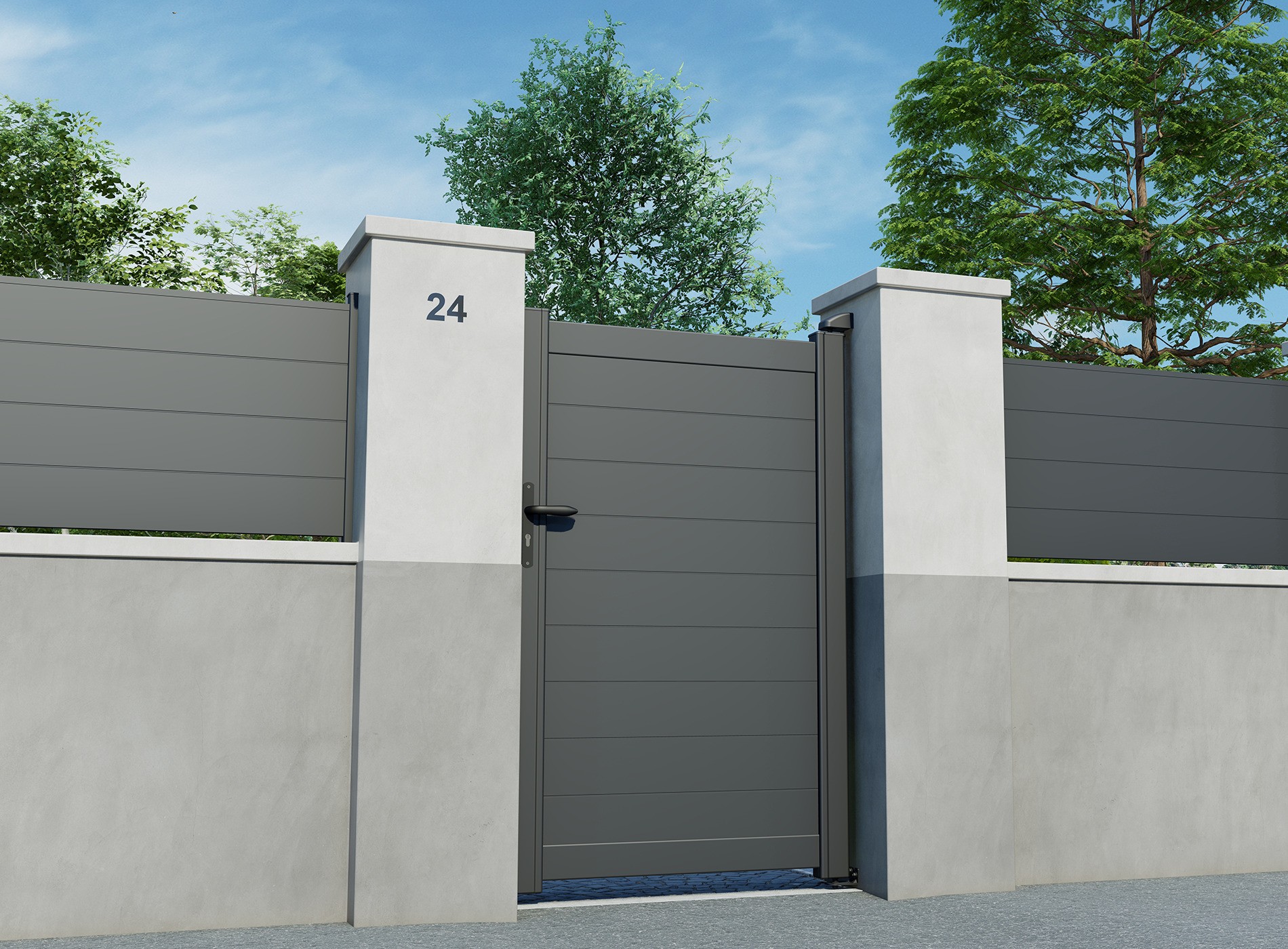 Portillon en aluminium LAO 1040 x 1258 mm Noir Sablé 2100S