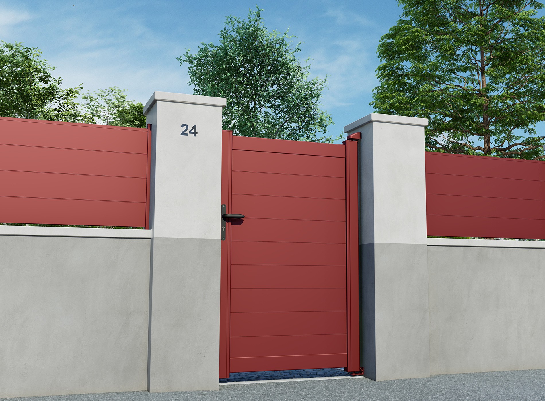 Portillon en aluminium LAO 1040 x 1258 mm Rouge 3004C
