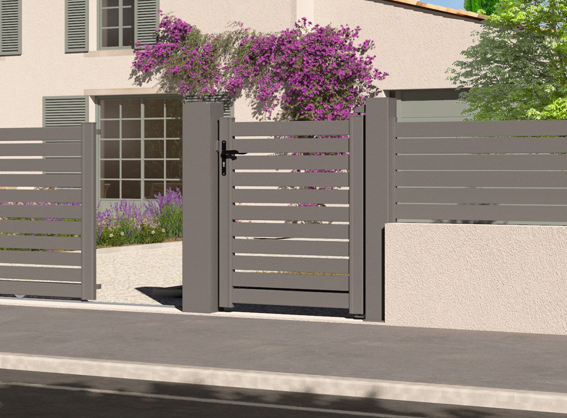 Portillon en aluminium TREZ, gris sablé 2900