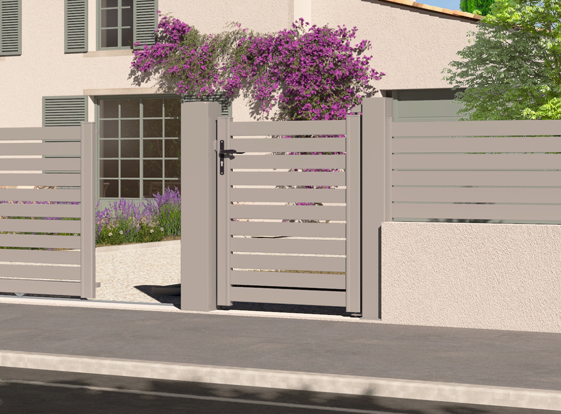 Portillon en aluminium TREZ - Gris Quartz 7039