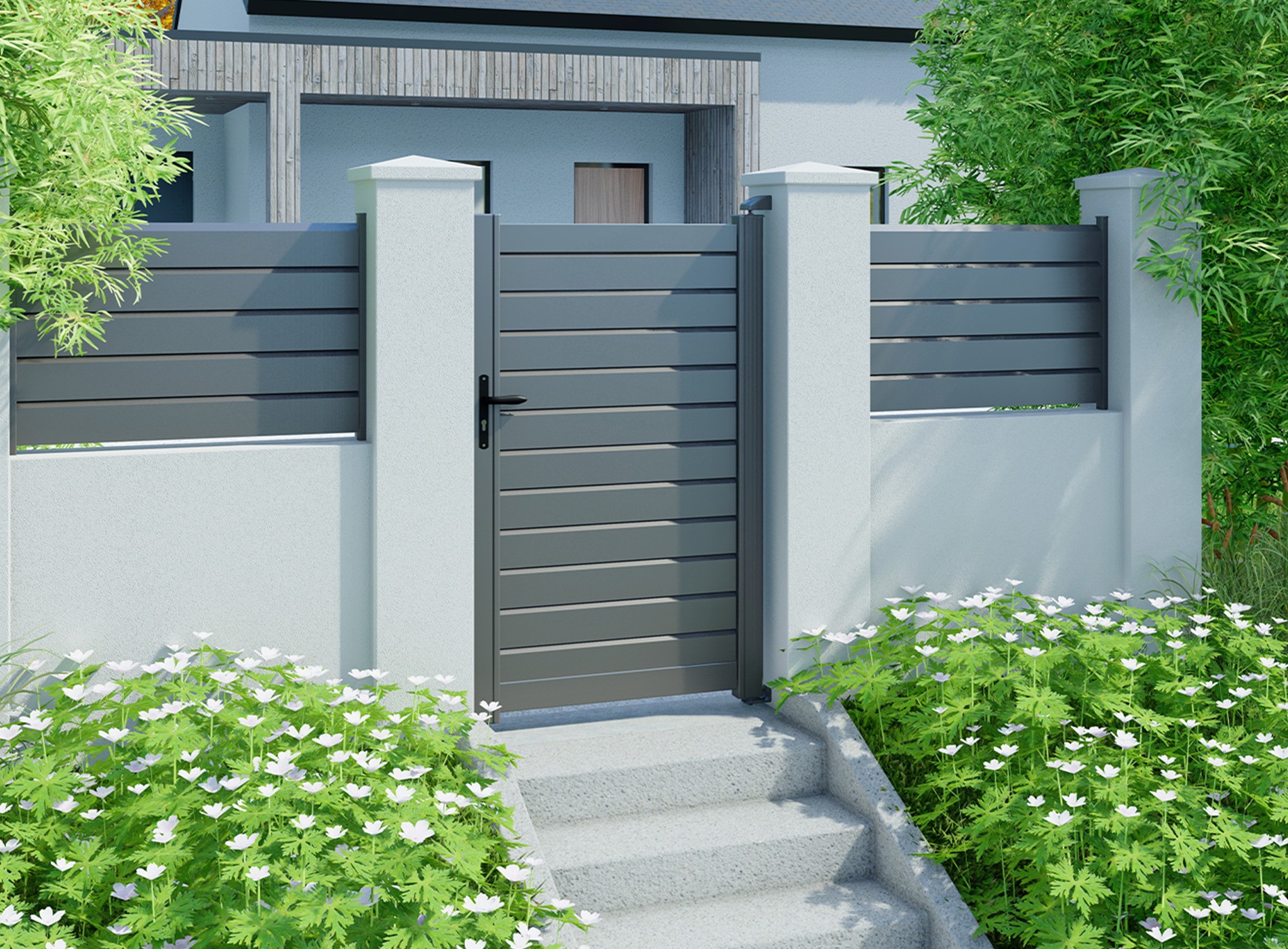 Portillon en aluminium ZEF, gris sablé 2100