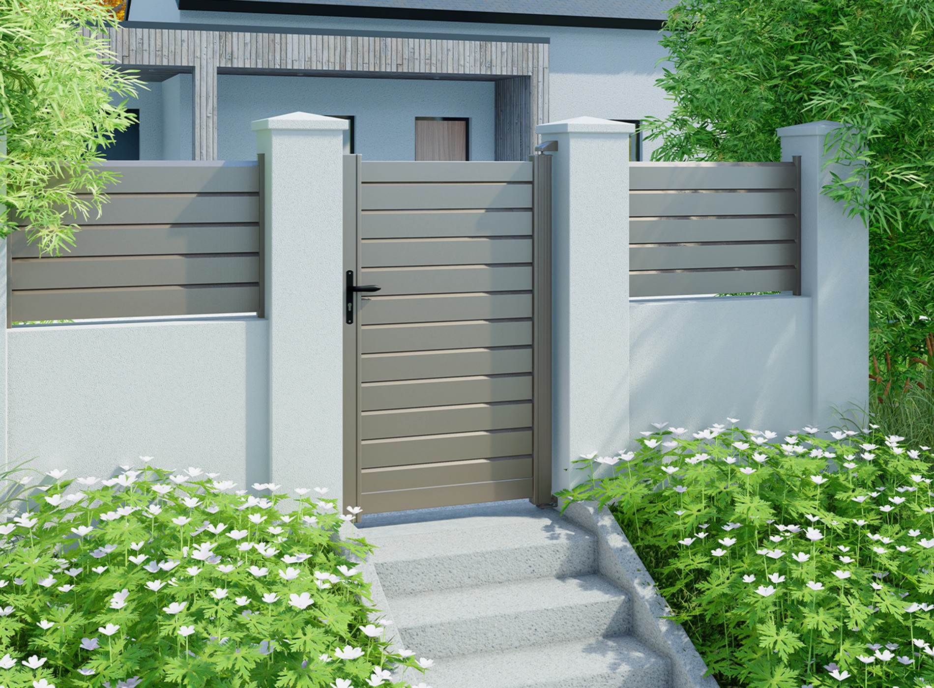 Portillon en aluminium ZEF, gris quartz 7039