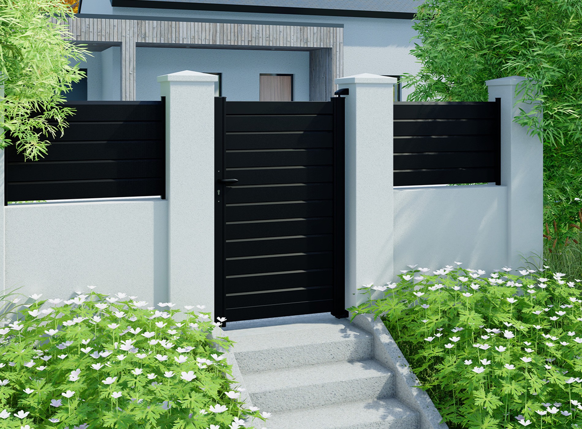 Portillon en aluminium ZEF, noir 9005