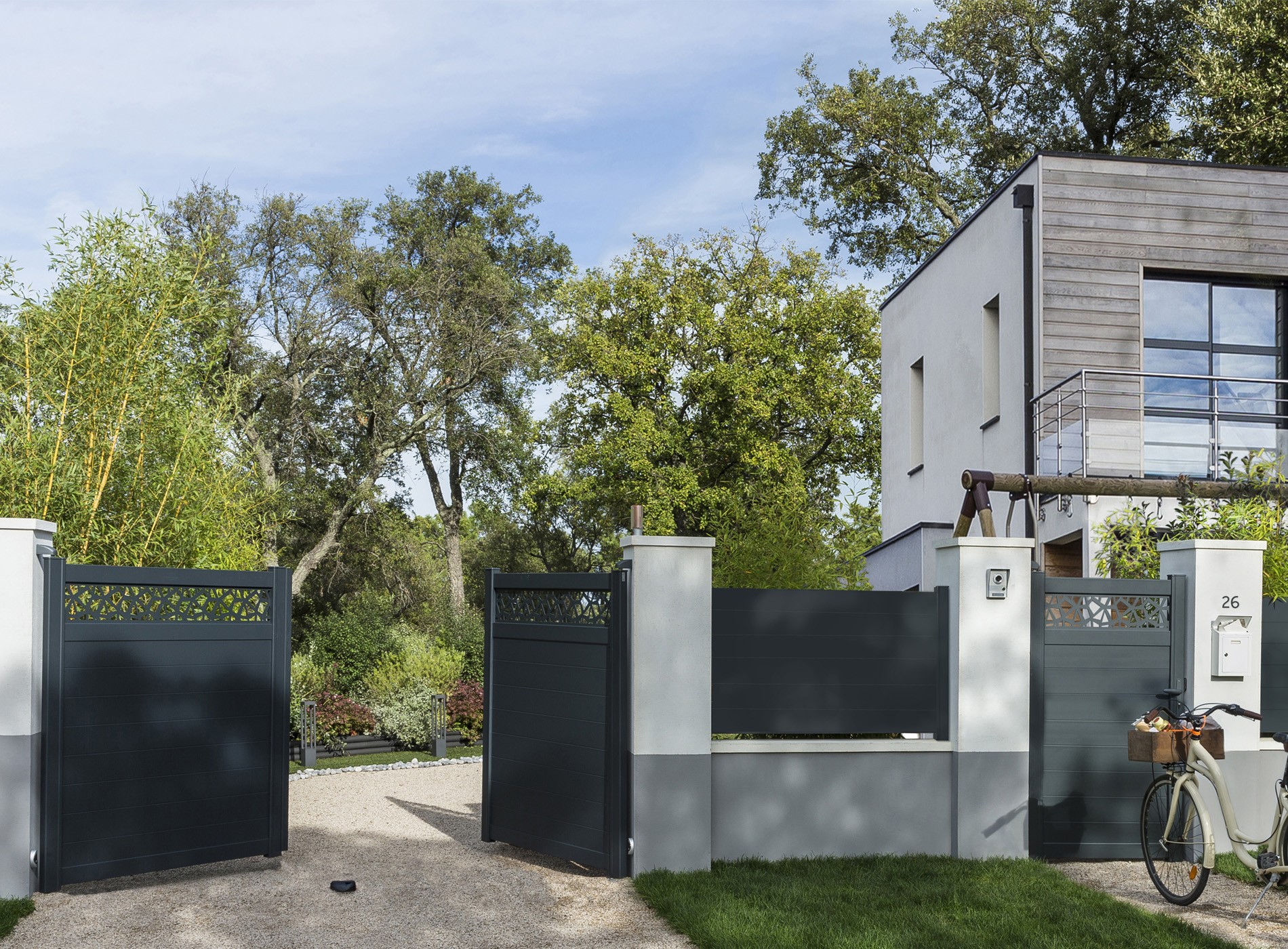 Portail et portillon Polygo horizontal Gris Zinc