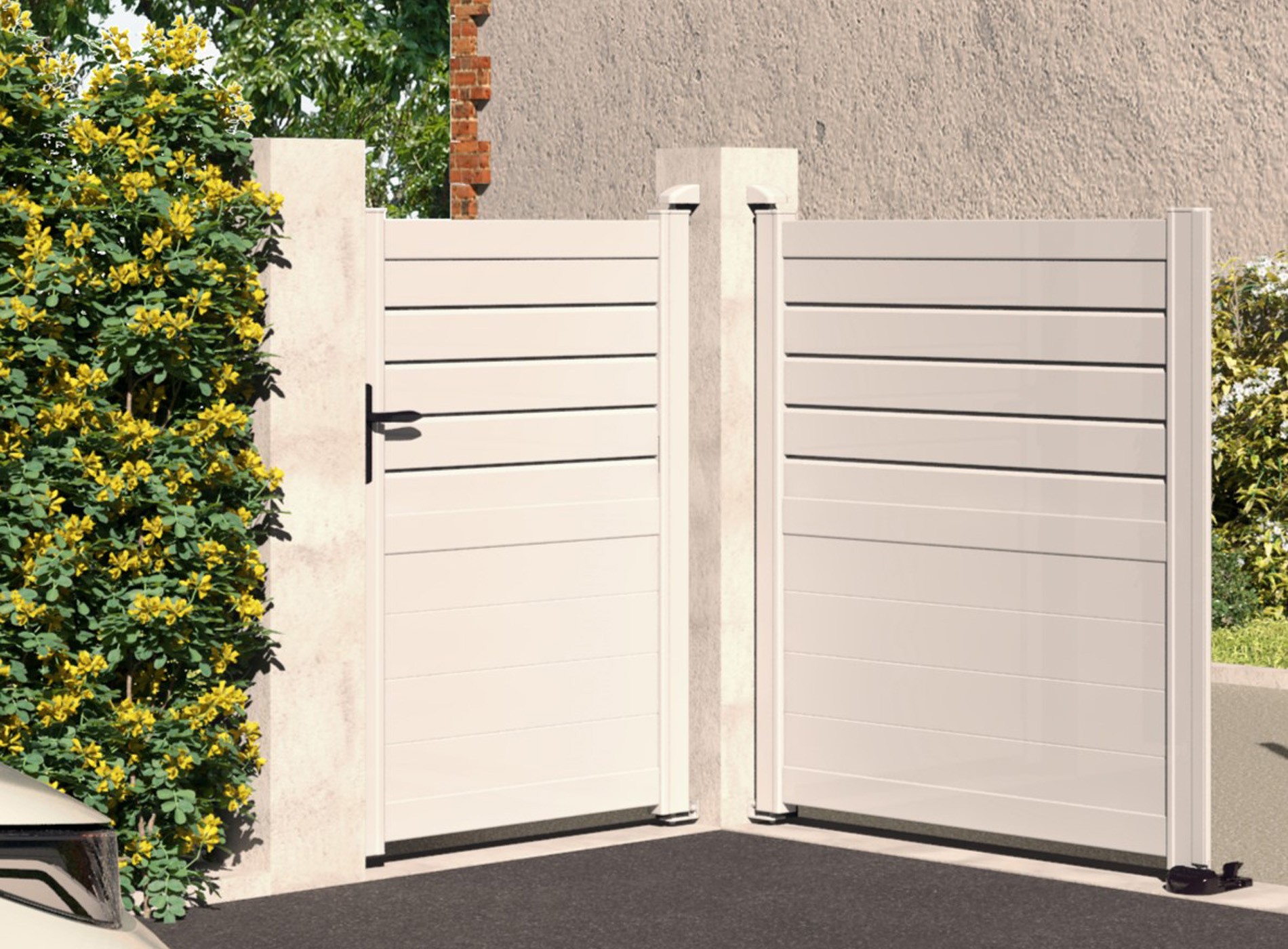 Klos Up Portillon aluminium CARNAC  lames pleines et persiennes Blanc 9016