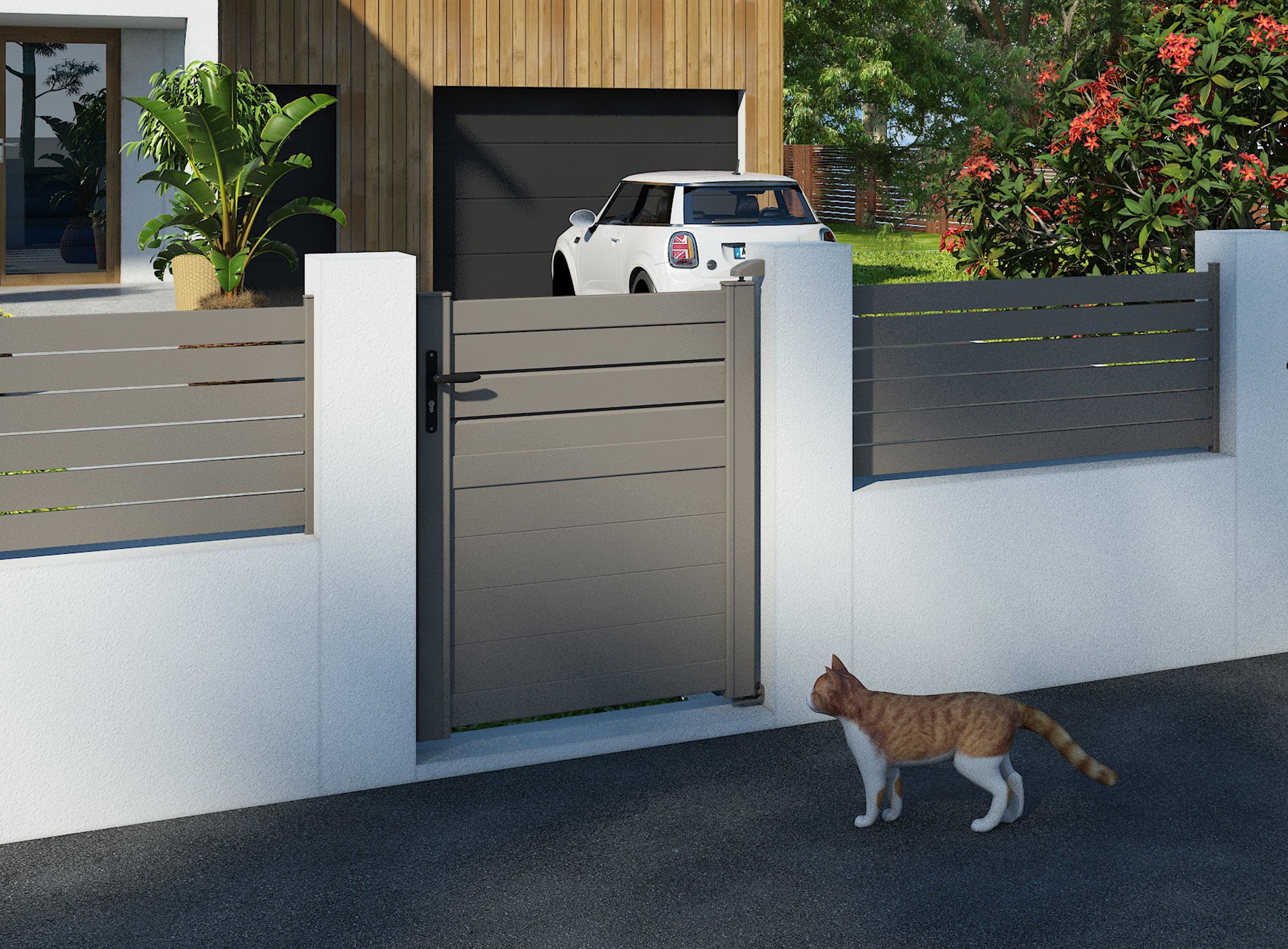 Klos Up Portillon aluminium CARO - Gris Quartz 7039
