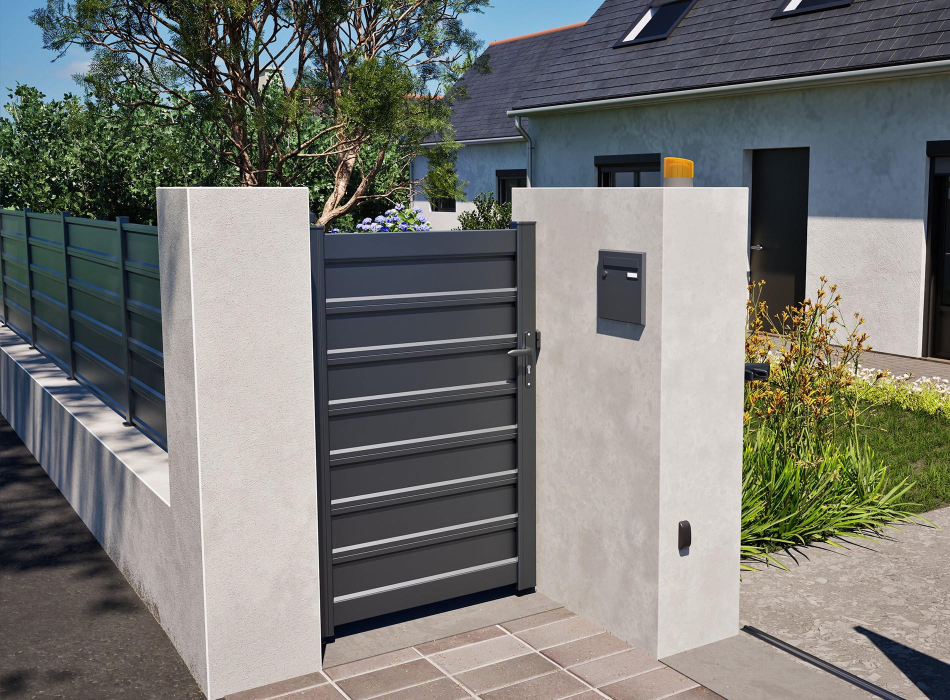 Portillon en aluminium LEIZ, Gris Zinc 7016