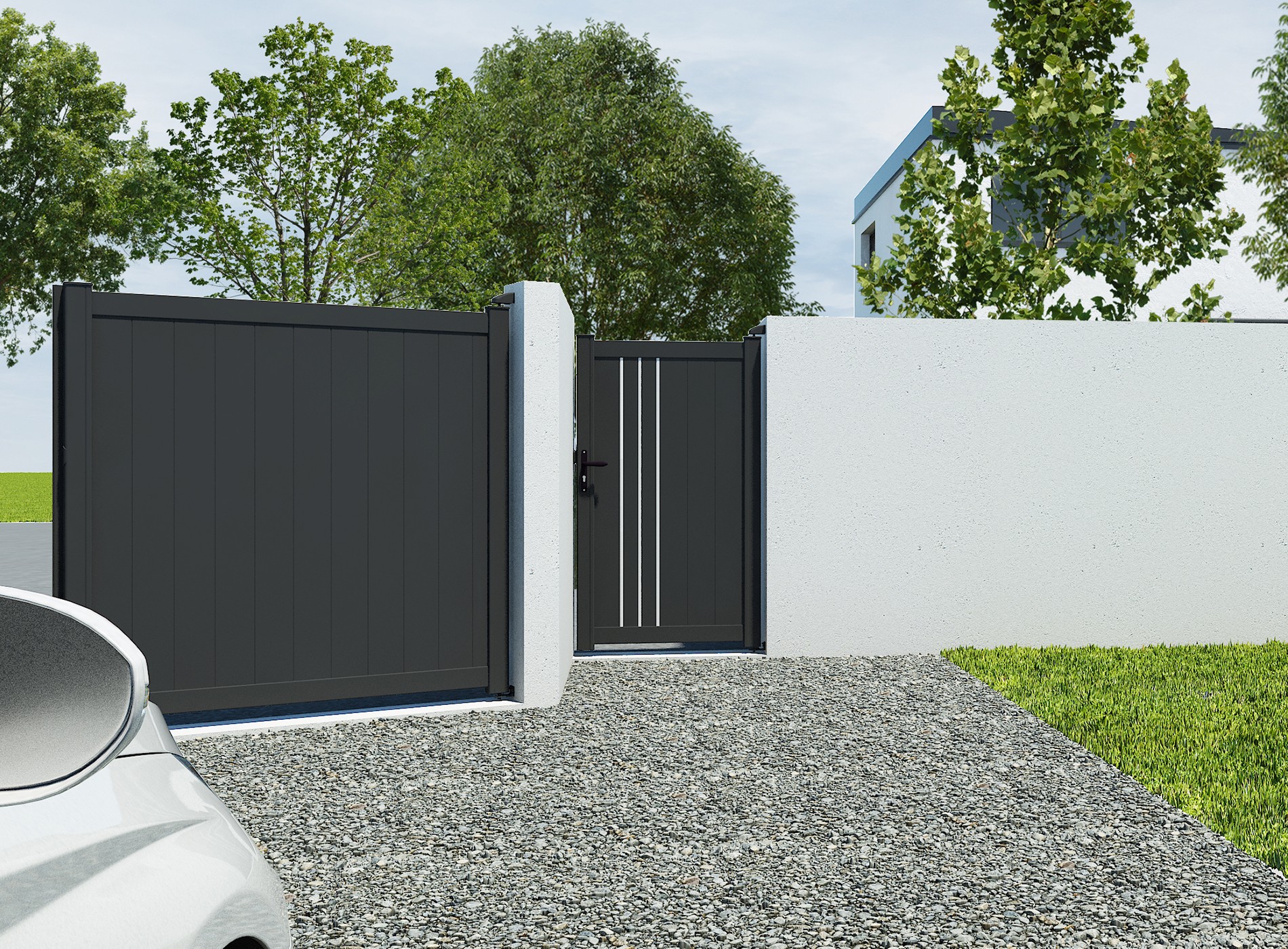 Portillon en aluminium TRIBORD , Coloris Noir Sablé 2100