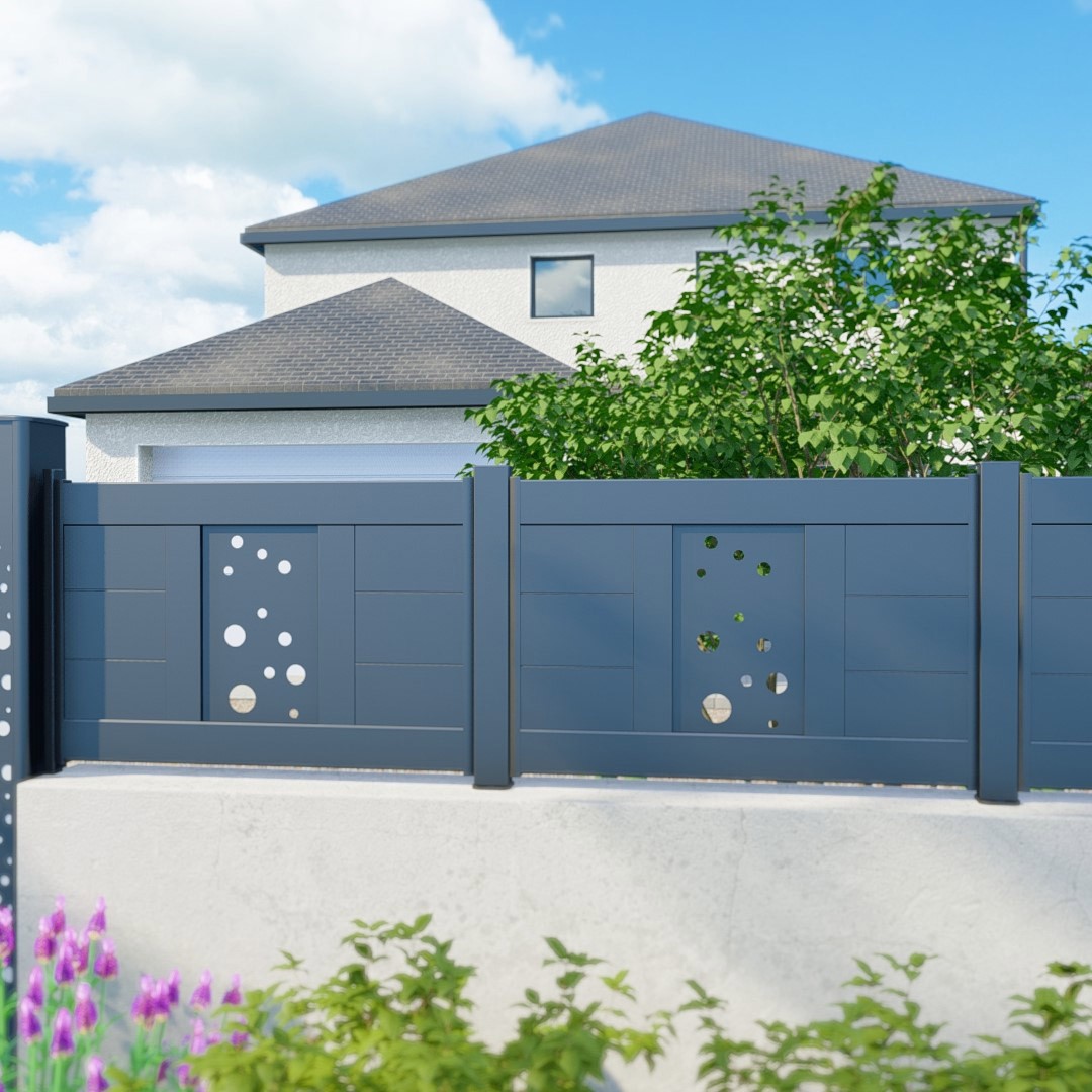 Barreaudage Mix-It! en aluminium - Décor Bulle - Gris zinc (RAL7016)