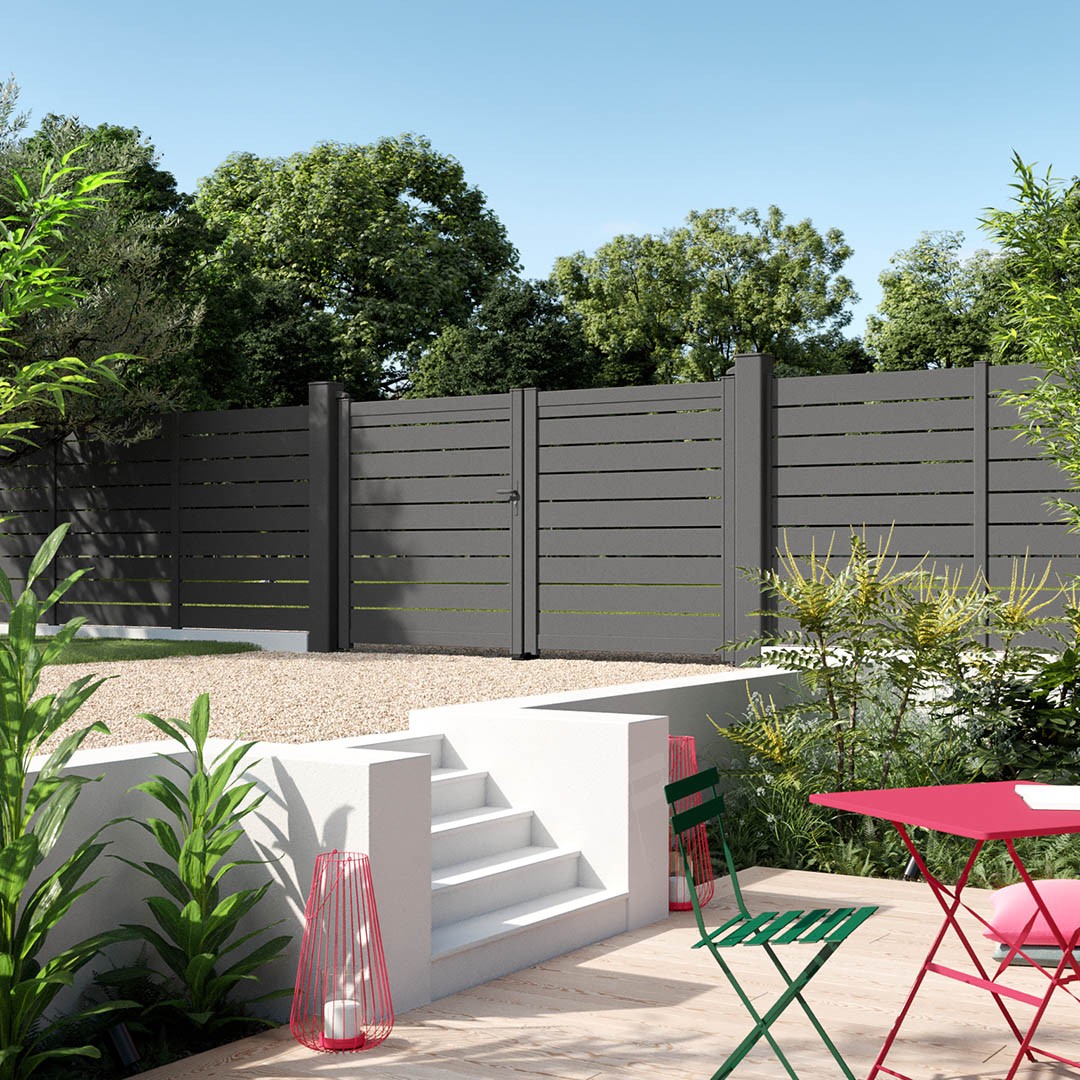 Portail aluminium ALIZ Gris Zinc 7016