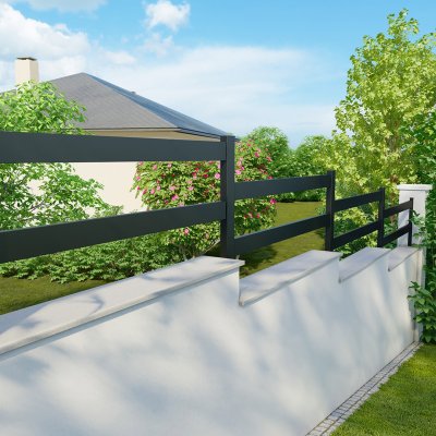 Clôture Klos up! en aluminium - Lames ajourées 90mm - Gris zinc (RAL7016)