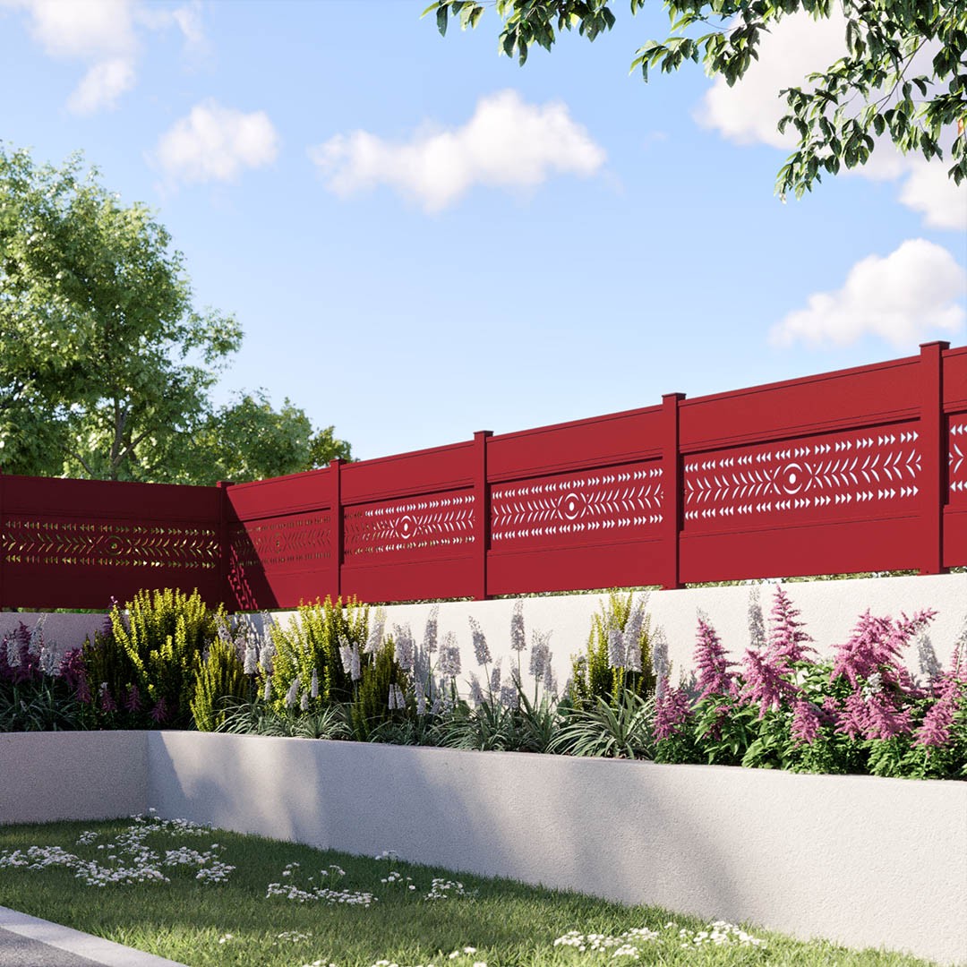 Kit clôture décor intermédiaire Klos up! - Décor Maesa - Rouge (RAL3004)