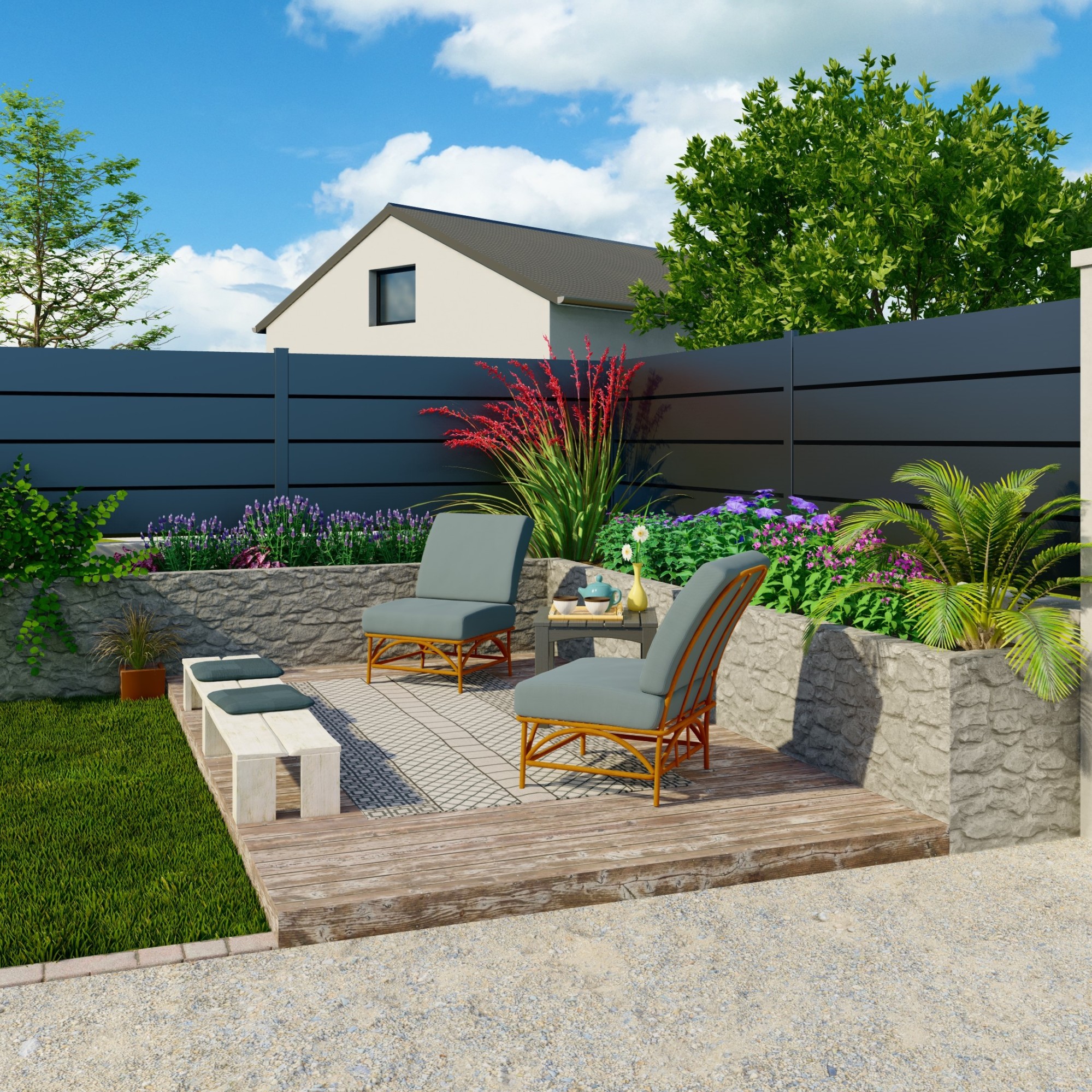 Clôture persienne ALIZ lame 255 mm RAL 7016 Gris Zinc