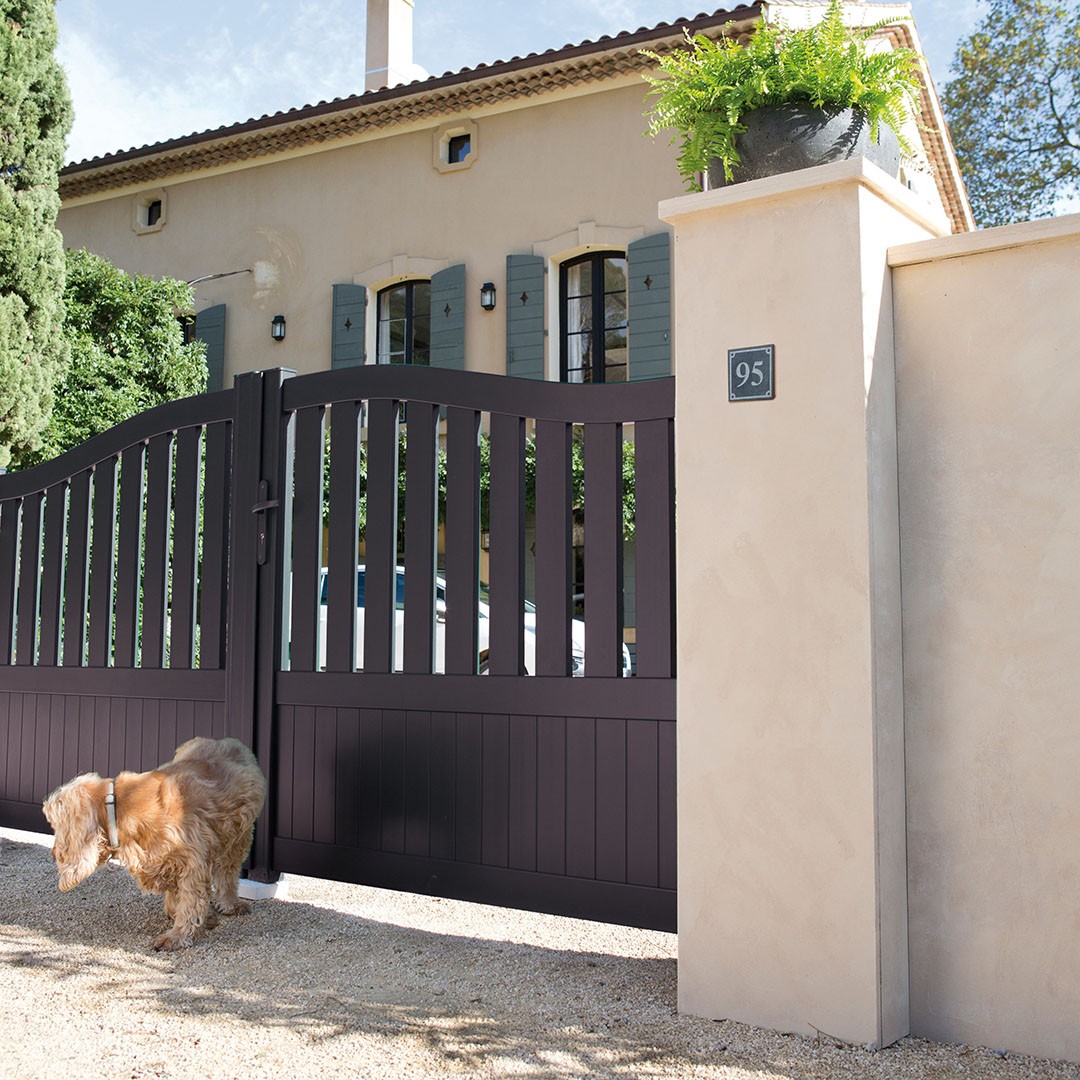 Portail Battant Semi-Plein aluminium MOELLAN -CDG – Noir (RAL 9005)