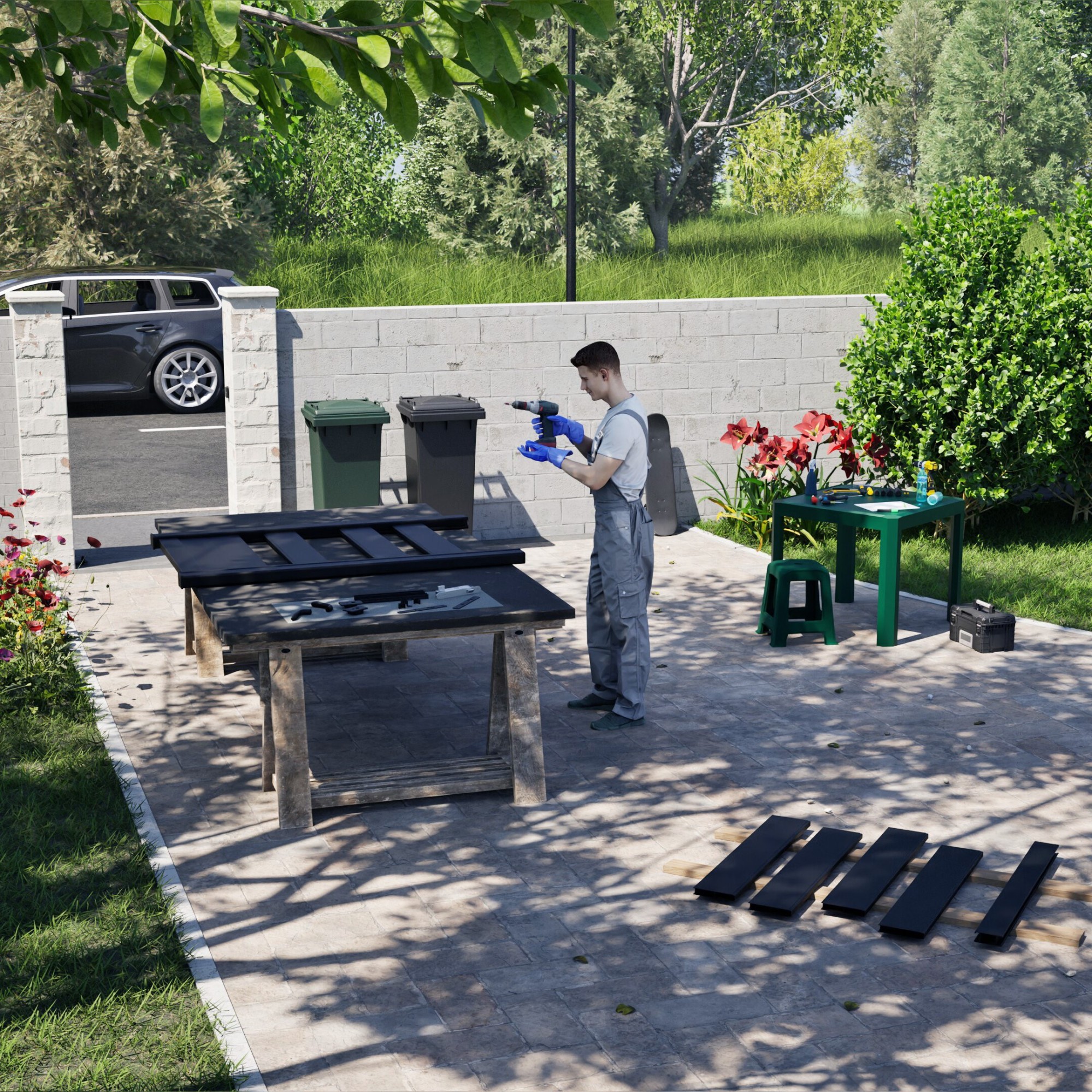 Portillon en kit en aluminium Klos up ! – Gris zinc (RAL 7016)