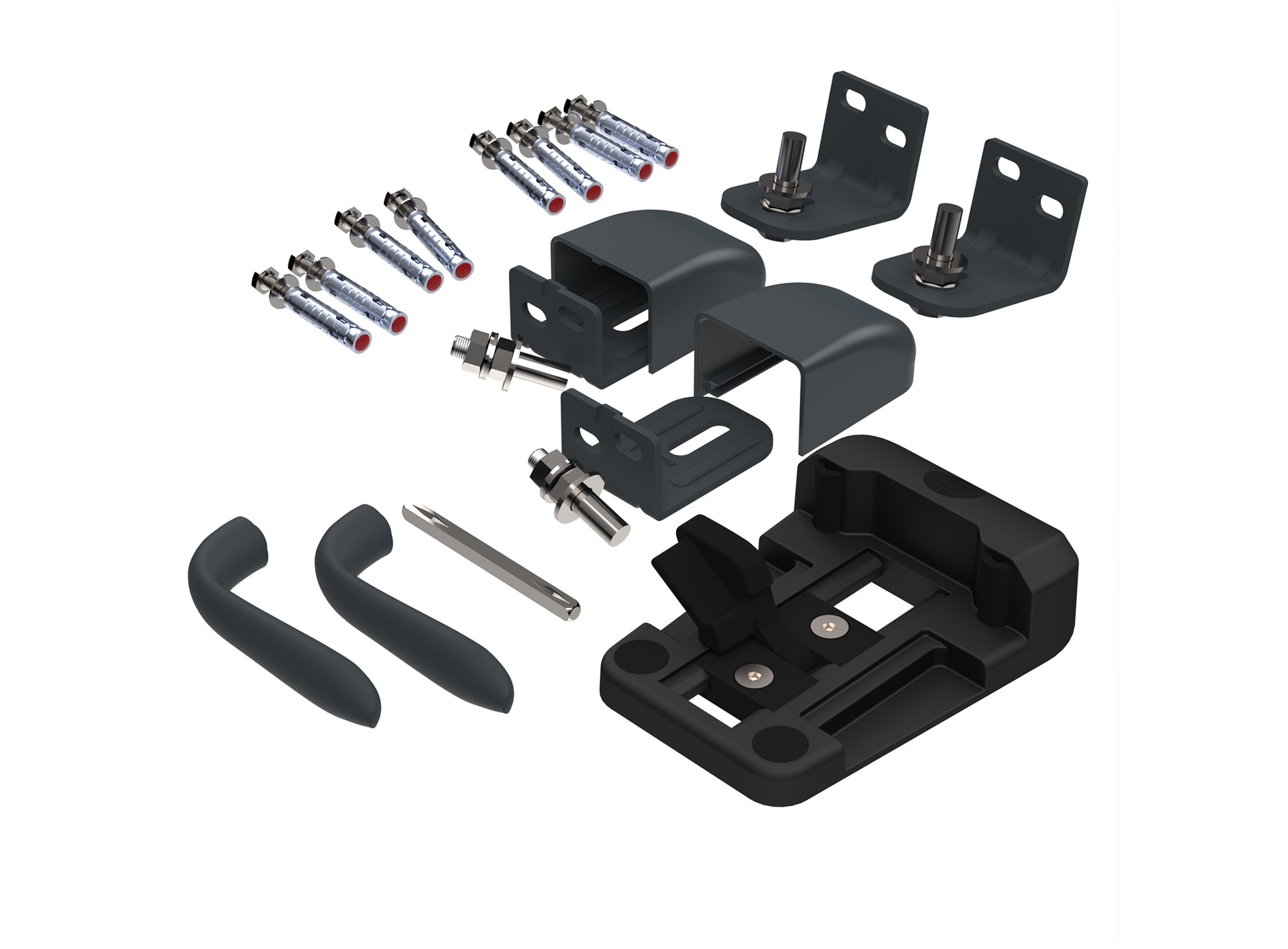 Pack quincaillerie portail battant Gris zinc 7016