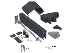 Pack quincaillerie coulissant < à 4000mm - Sans serrure - Gris zinc 7016