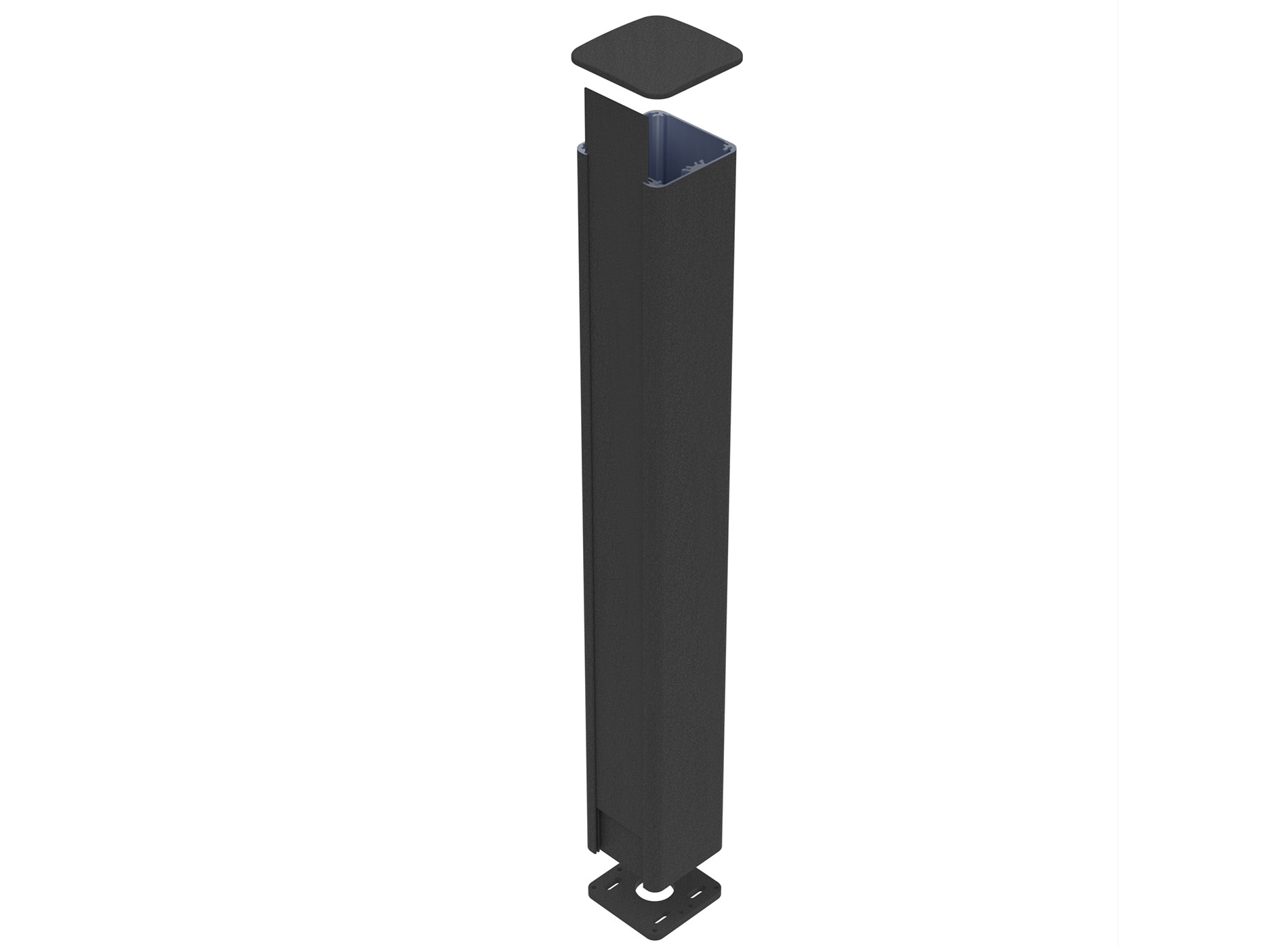 Poteau aluminium sur platine fix it Noir sablé 2100